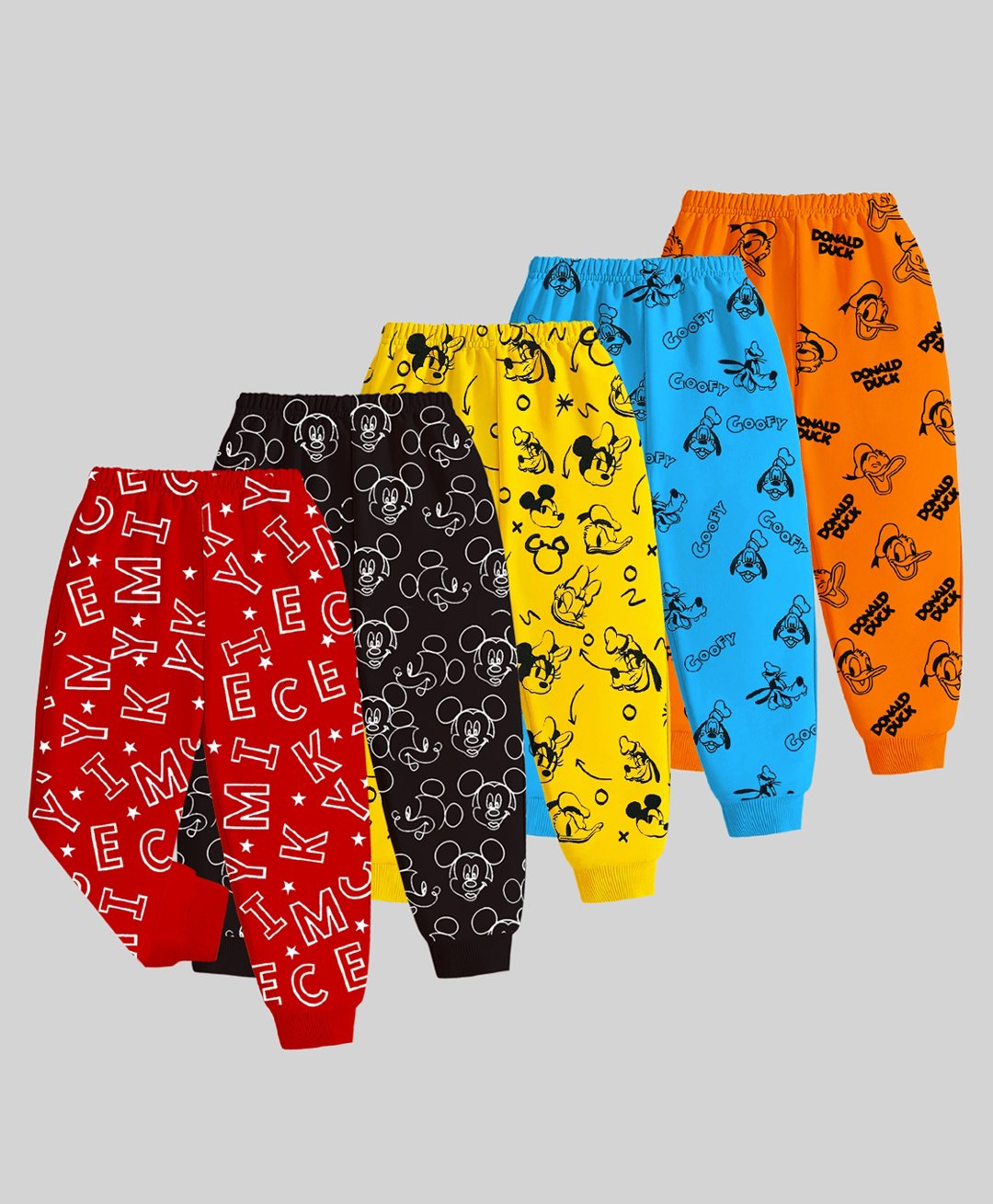 KUCHIPOO Pack Of 5 Disney Featuring Mickey & Friends Printed Track Pants -  Multi Colour-picture-18
