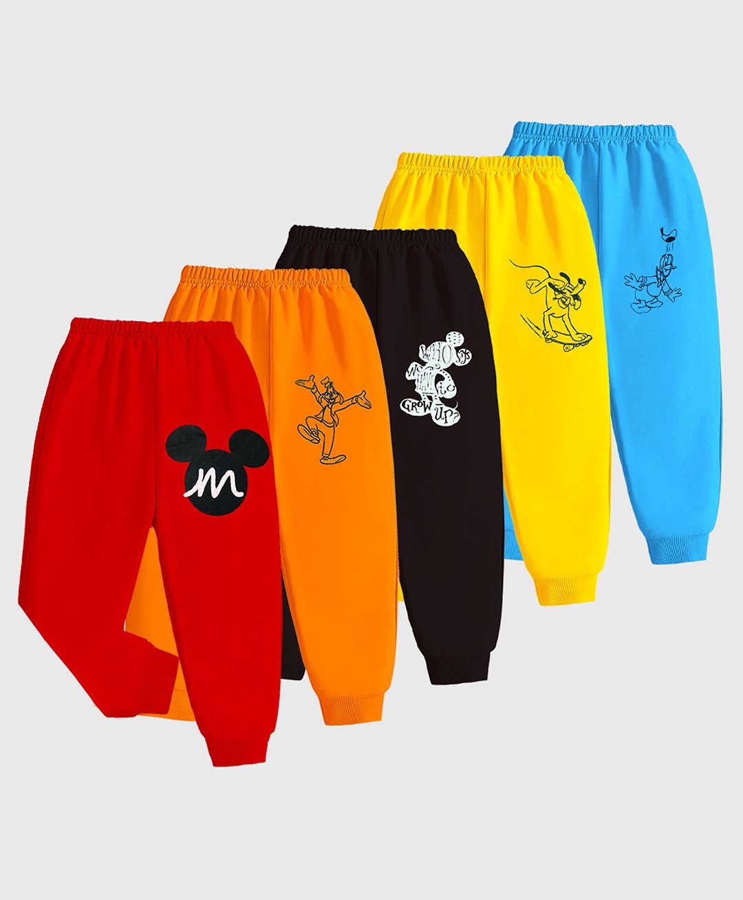 KUCHIPOO Pack Of 5 Disney Featuring Mickey & Friends Printed Track Pants -  Multi Colour-picture-19