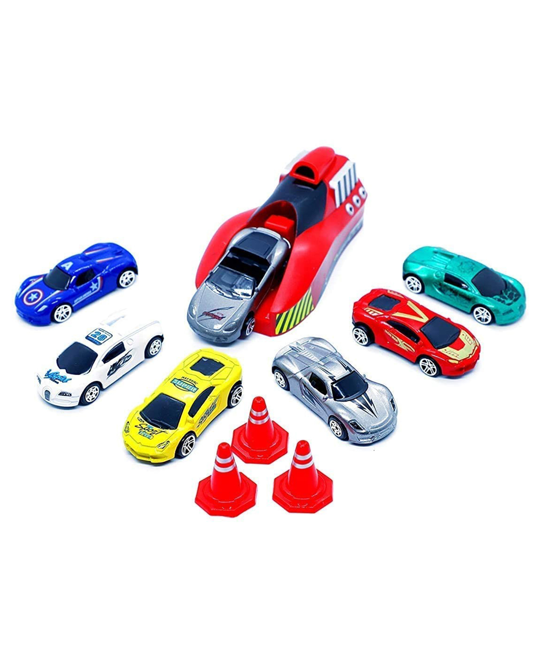 Oskart Turbocharged Racing Fun: Rapid Car Launcher with 7 Metal Master Racer Cars and One Launcher - Hot Cars Launchers Set with Free Wheels in Metal - Racing Car Launcher Set (7 in 1)-picture-23
