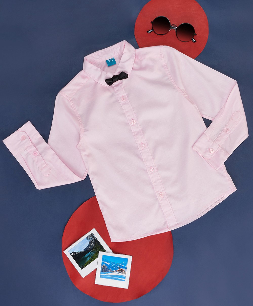YU by Pantaloons Full Sleeves Solid Shirt With Bow - Pink-picture-32