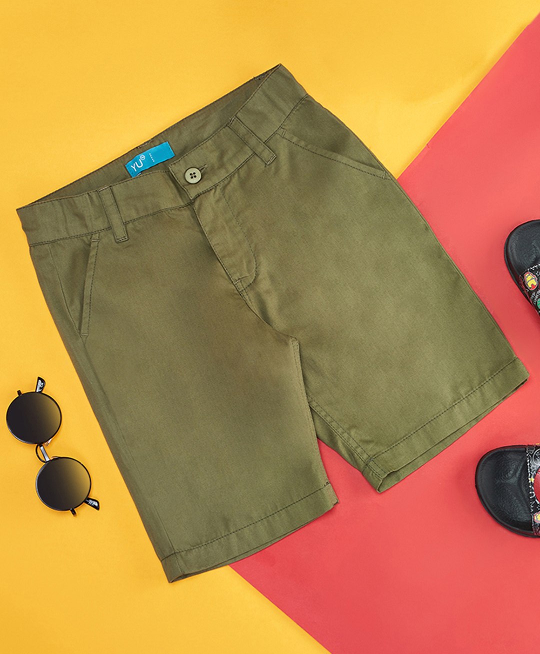 YU by Pantaloons Solid Shorts - Olive Green-picture-41