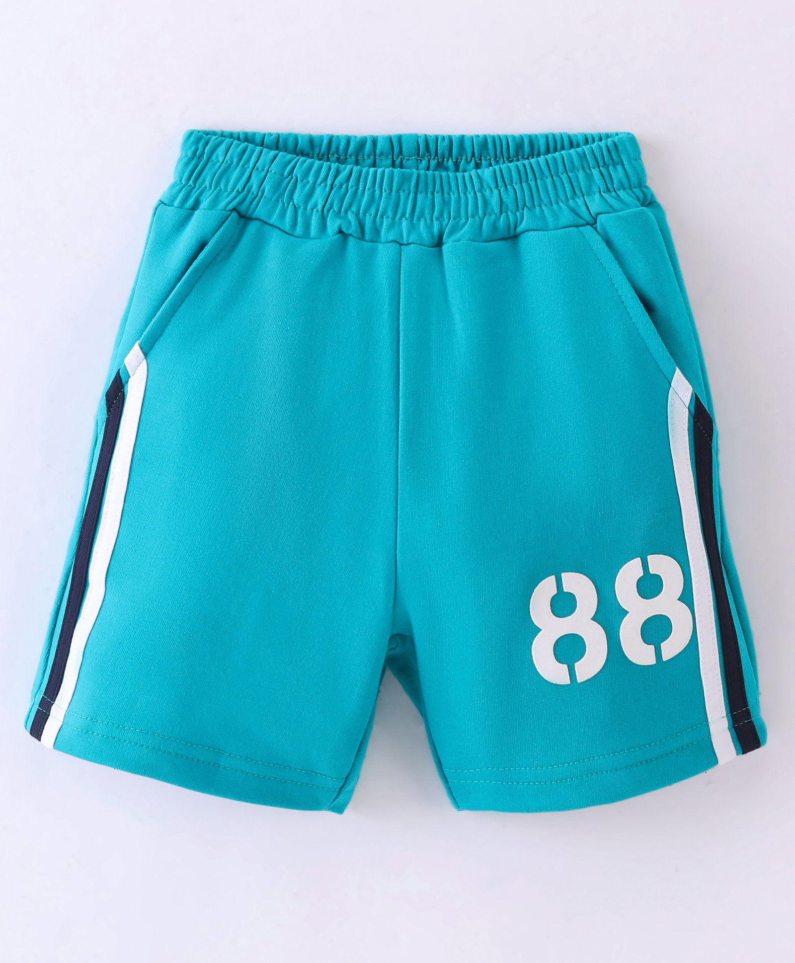 Taeko Single Jersey Above Knee Length Shorts With Number  Print - Blue-picture-10