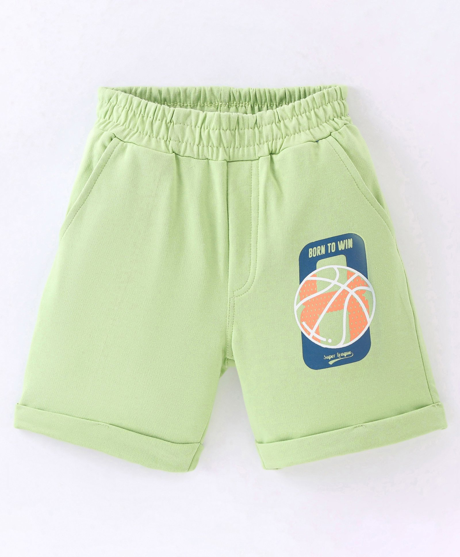 Taeko Single Jersey Above Knee Length Shorts With Basketball Print - Green-picture-14