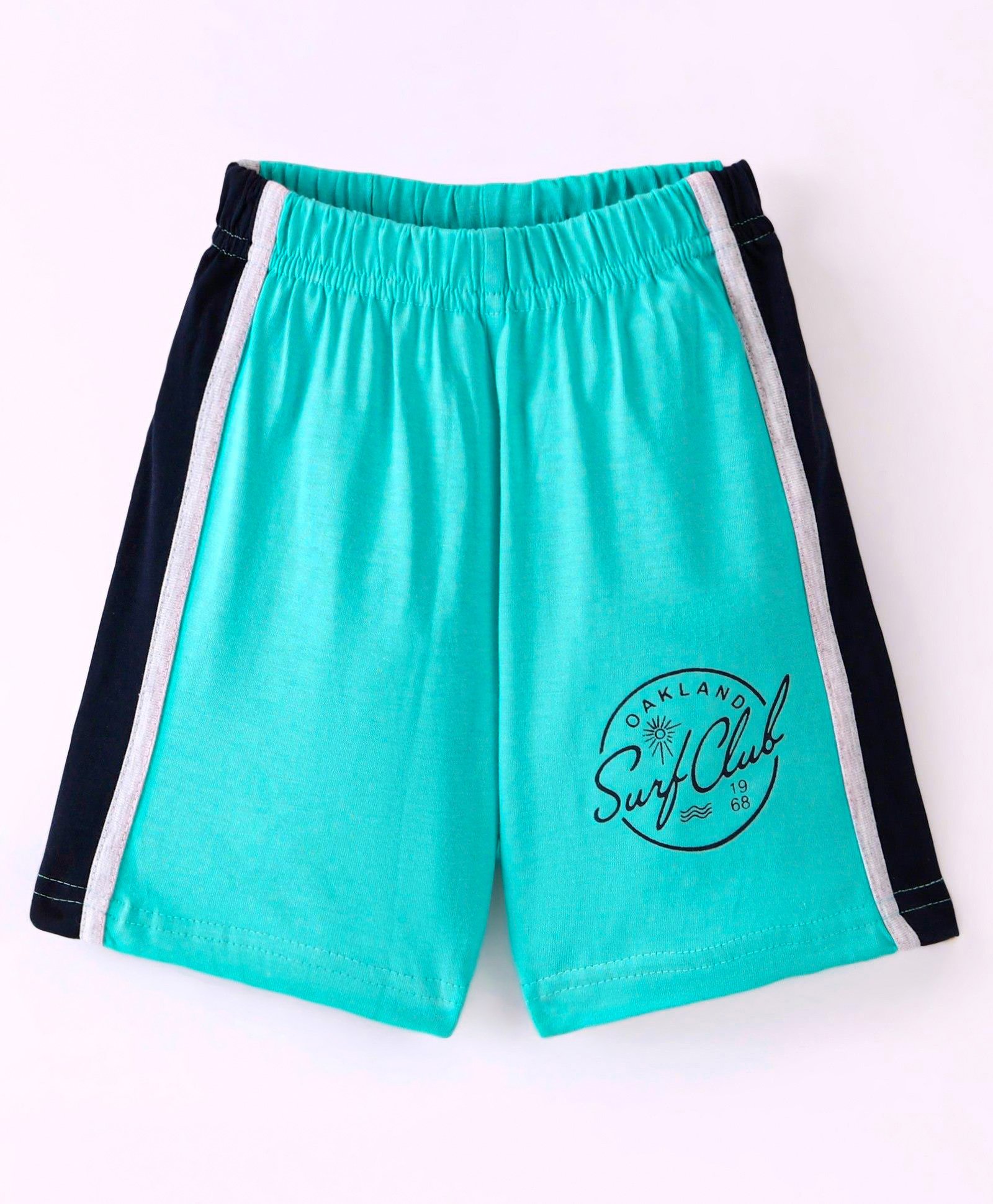 Taeko Single Jersey Knee Length Text Printed Shorts - Blue-image-37