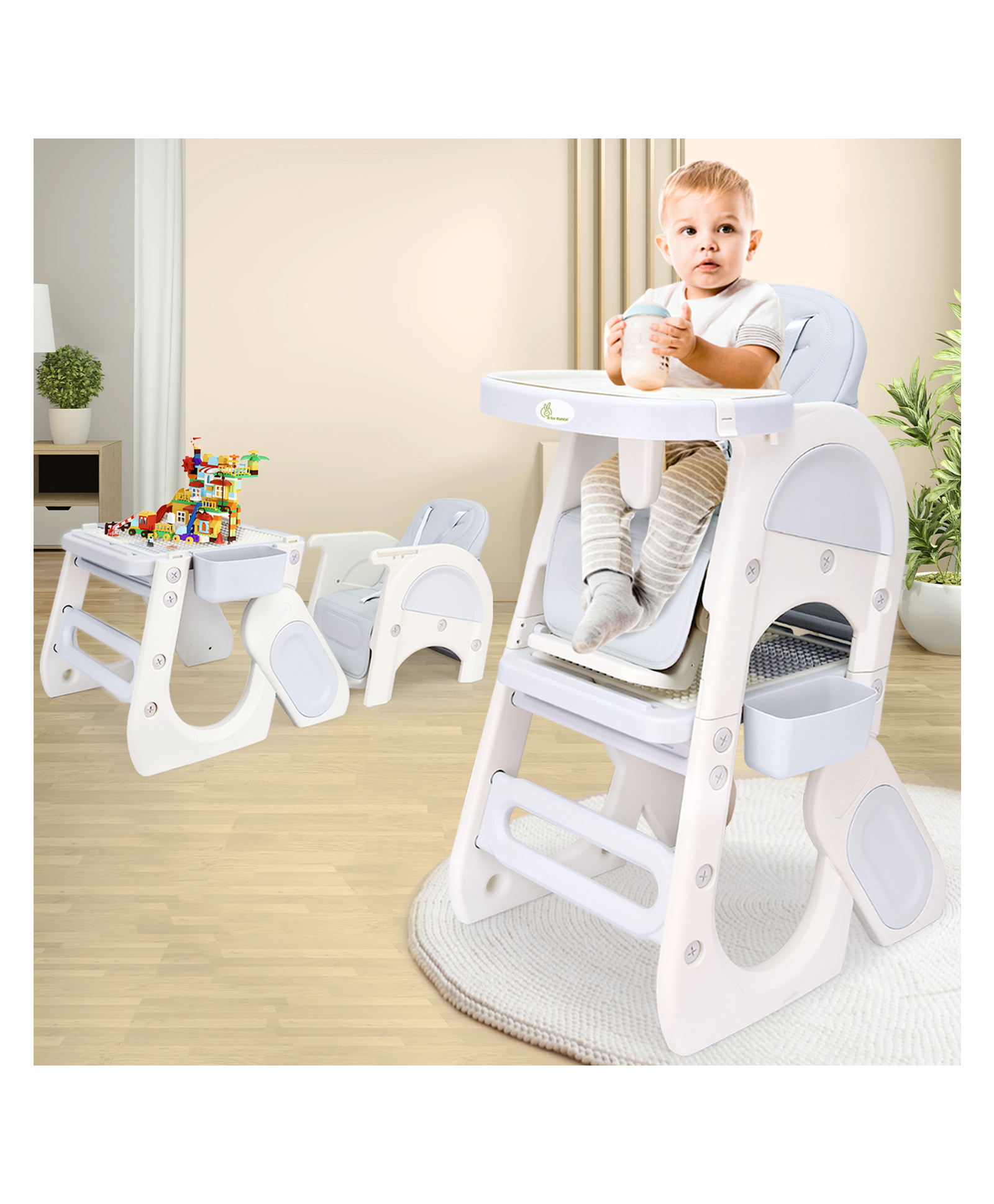 R for Rabbit Multi-Functional Convertible High Chair For Kids - Space Grey-picture-17