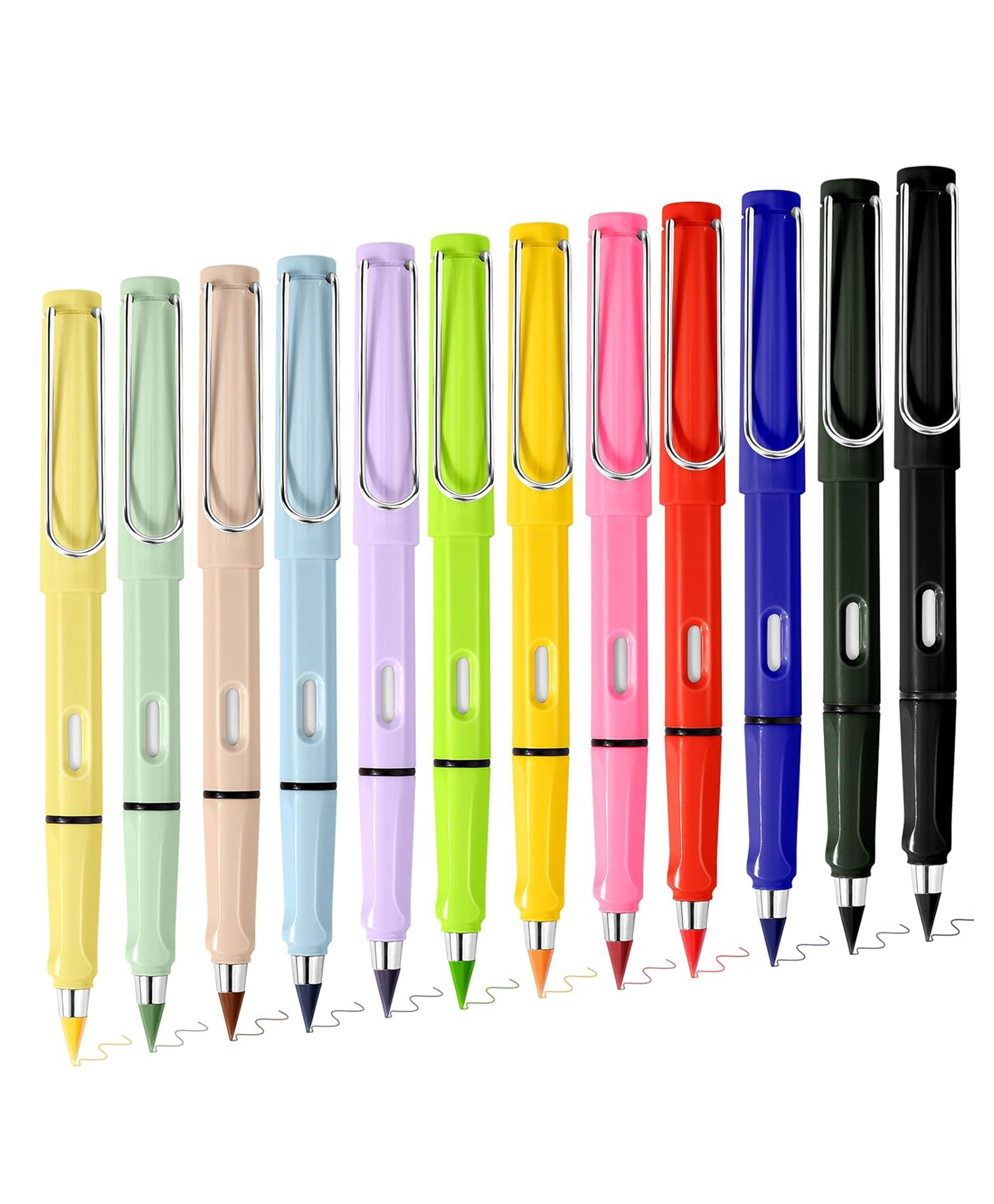 Asera 12 Inkless Color Pencil Set Kawaii Writing Pen Shape Endless Graphite Nib Pencil For Art School Color Painting Sketch Reusable with Eraser-picture-18