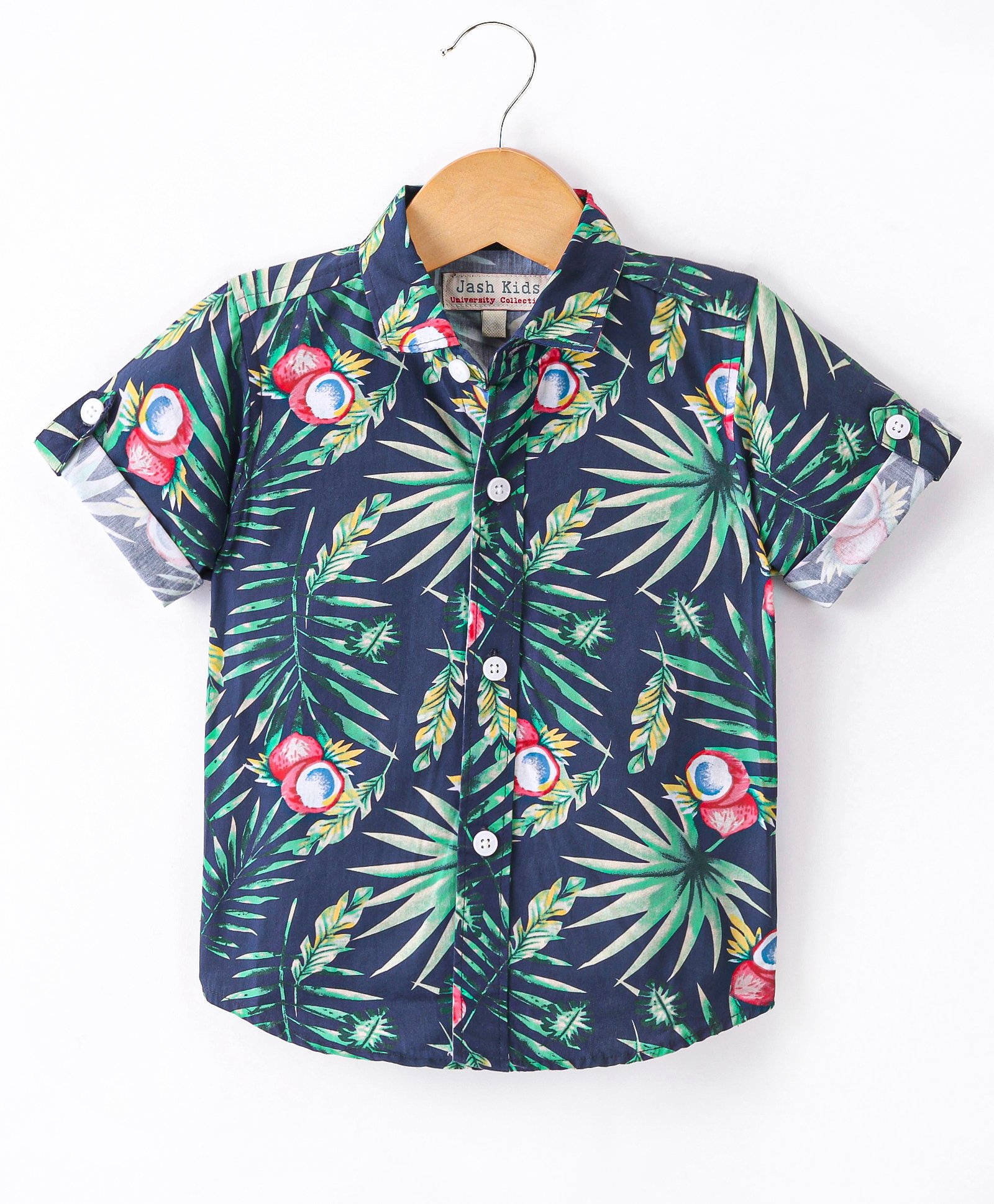 Jash Kids Cotton Woven Half Sleeves Trees Print Shirt - Navy Blue-picture-22