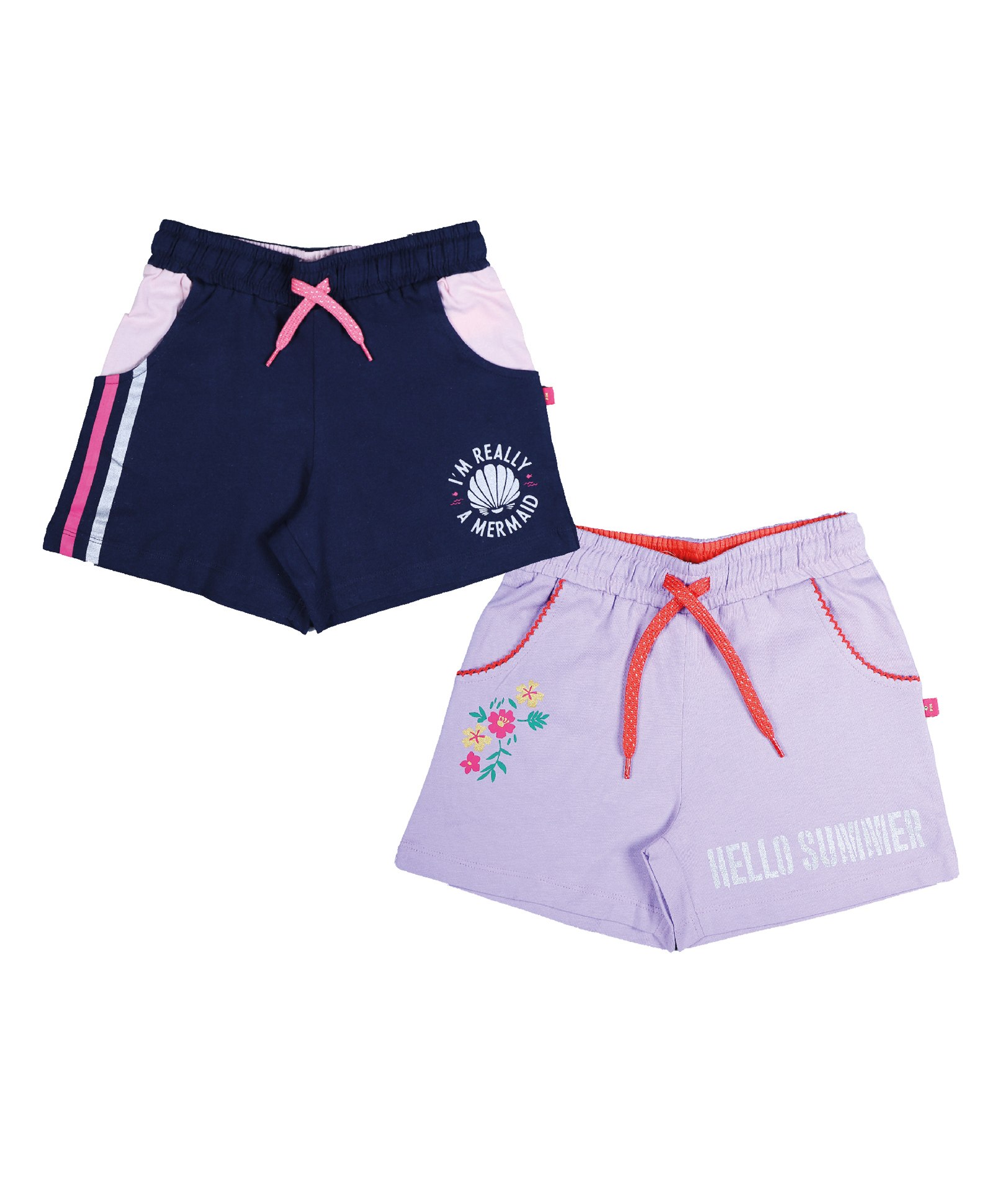3PIN Pack Of 2 Floral & Hello Summer Text Printed Shorts - Navy Blue & Lavender-picture-18