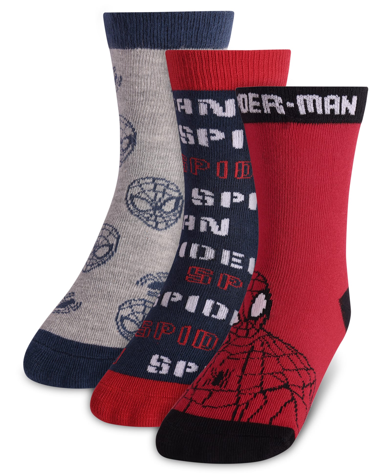 Pine Kids Marvel Non Terry Ankle Length Anti-Bacterial Scoks Spiderman Graphics Pack of 3 - Multicolor-image-21