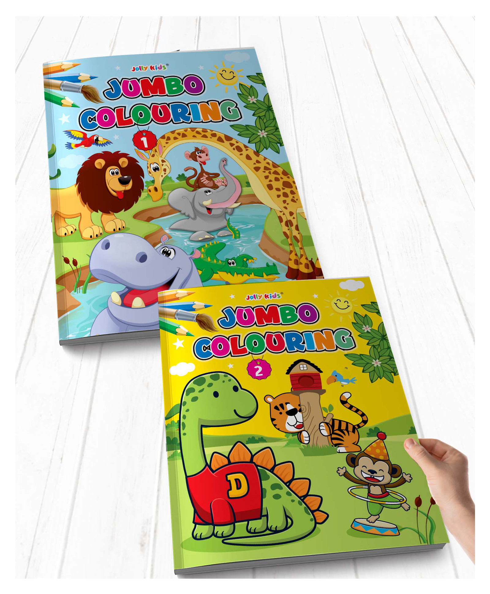 Jolly Kids Jumbo Colouring Books Set A For Kids (set of 2) | Colouring Activity - Painting, Drawing, Colouring with reference guide Books for Children Ages 3 6 Years English-image-38