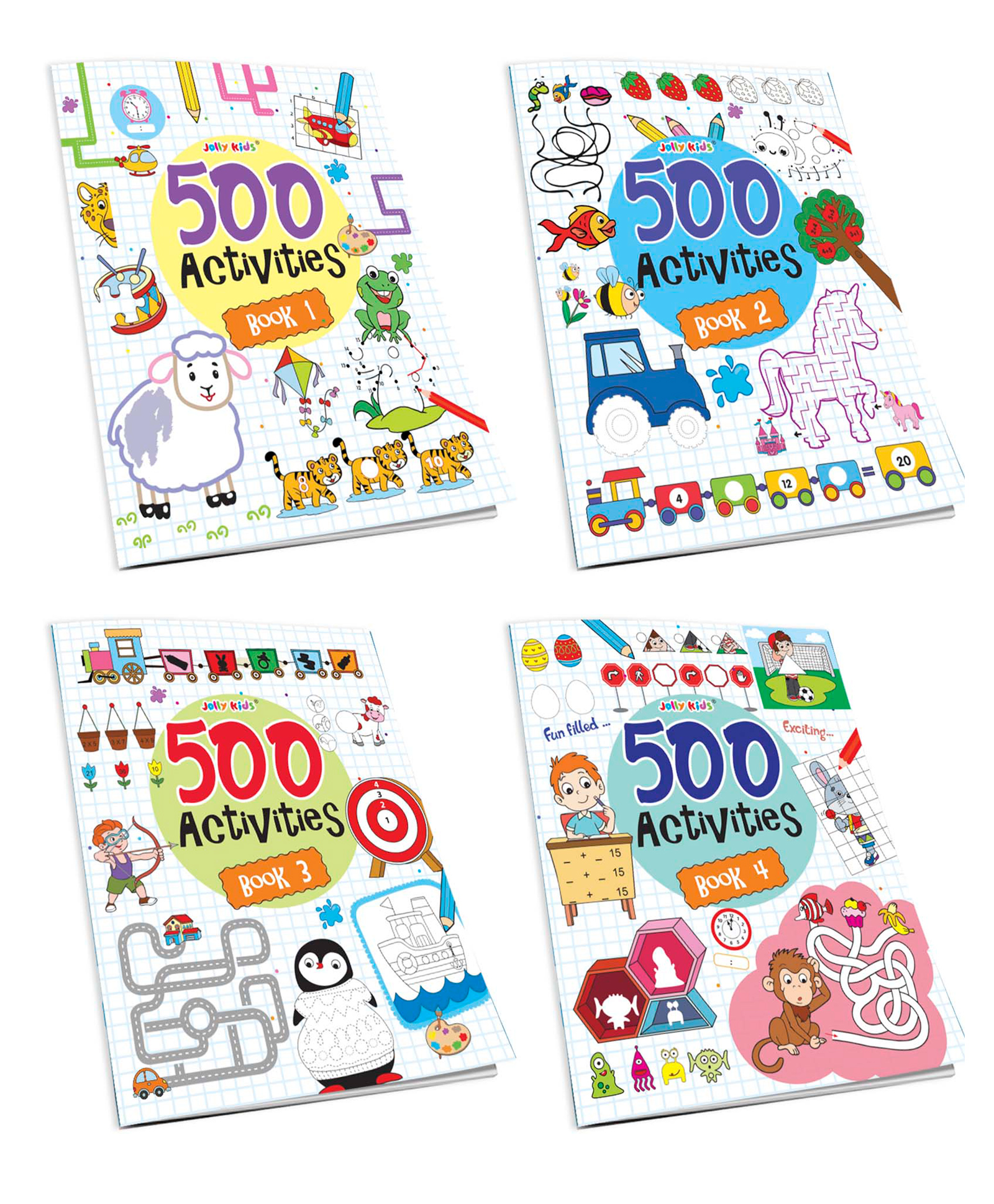 Jolly Kids Fun and Learn 500 Activities Books A for Kids Set of 2| Thinking Skills Activities Books - Learning Counting, Spelling, Solve Puzzle Activities Ages 3Y To 6YEnglish-image-29