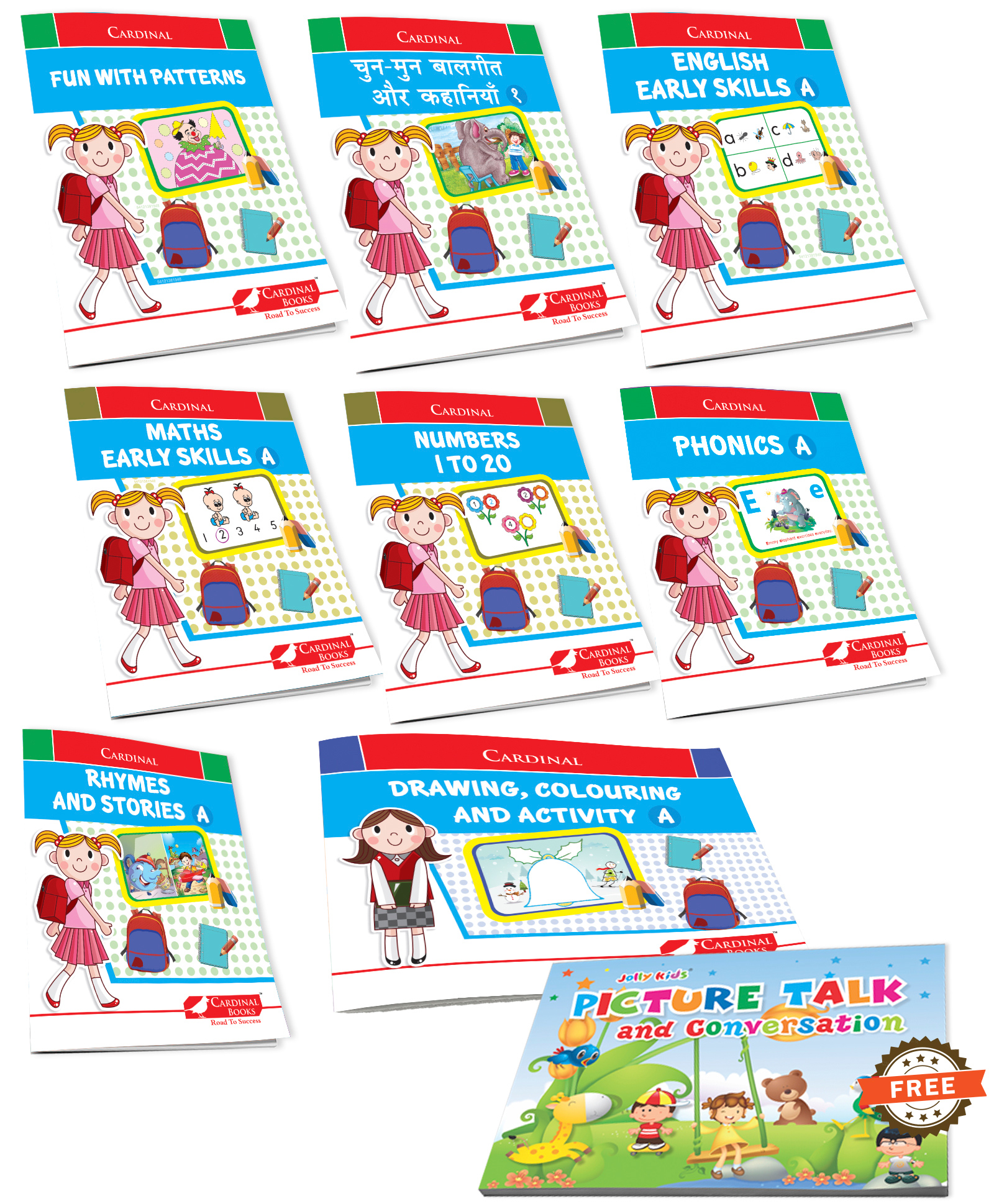Preschool Learning Nursery Kit B Set of 8| Fun with Pattern | Alphabet | Numbers| Rhymes & Stories| Colouring| Phonic Book + Picture Talk & Conversation Book FREE English-image-31