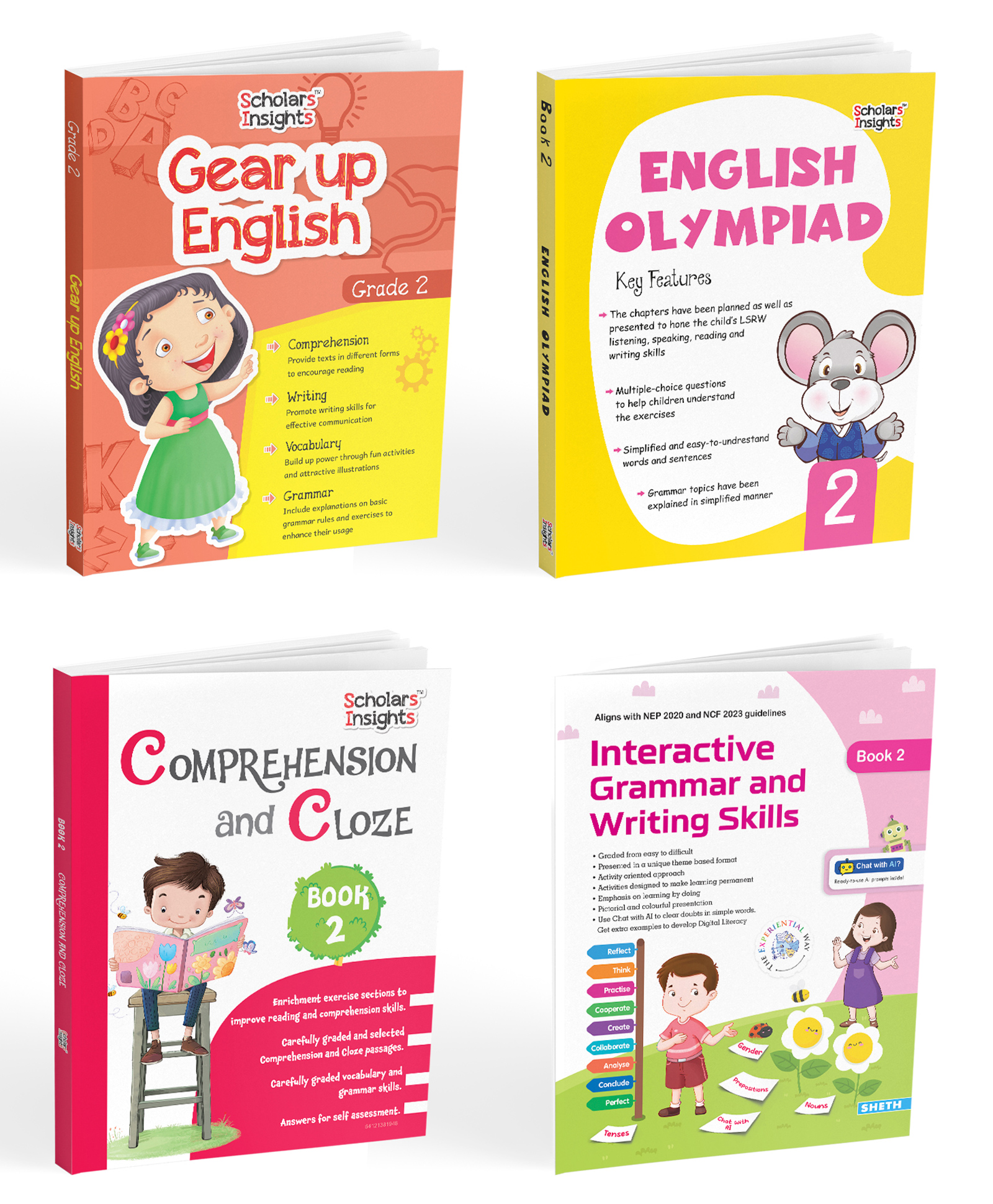 scholars insights Grade 2 English Practice Workbooks: Gear Up English, English Olympiad, Comprehension and Cloze, Interactive Grammar and Writing Skills (Set of 4) Ages 7 - 8 Years  English-picture-34