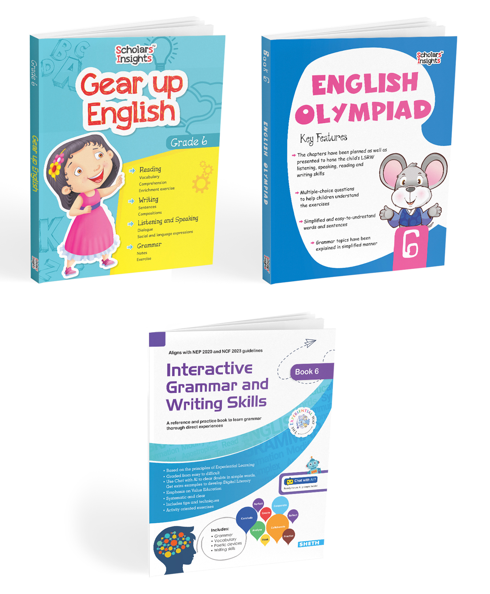 scholars insights Grade 6 English Practice Workbooks: Gear Up English, English Olympiad, Comprehension and Cloze, Interactive Grammar and Writing Skills (Set of 3) Ages 11 - 12 Years  English-picture-9