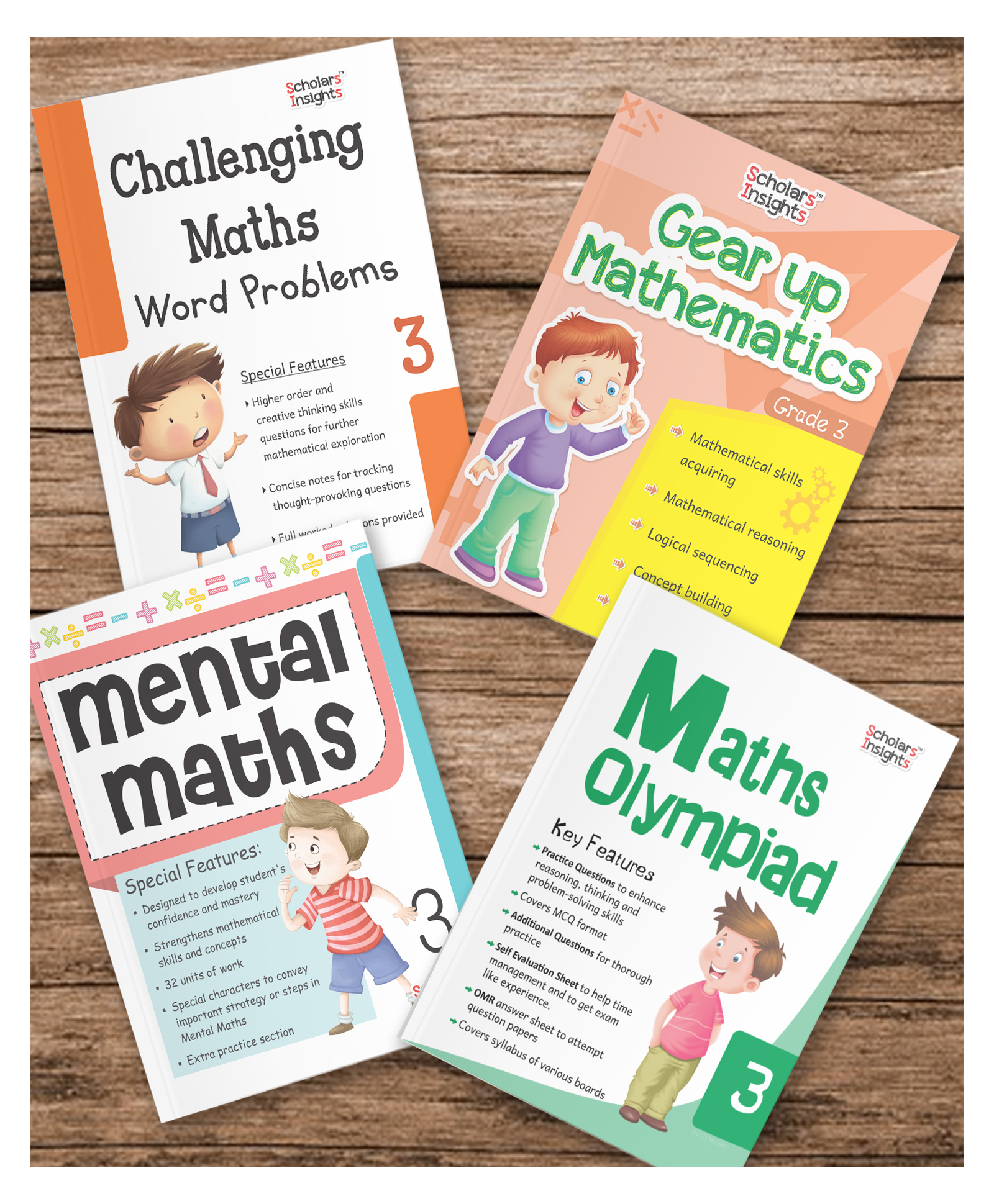 scholars insights Grade 3 Combo Maths Practice Workbooks Set of 4: Gear Up maths, Maths Olympiad, Challenging Maths Word Problem, Mental Maths Ages 8  9 Years  English-picture-36