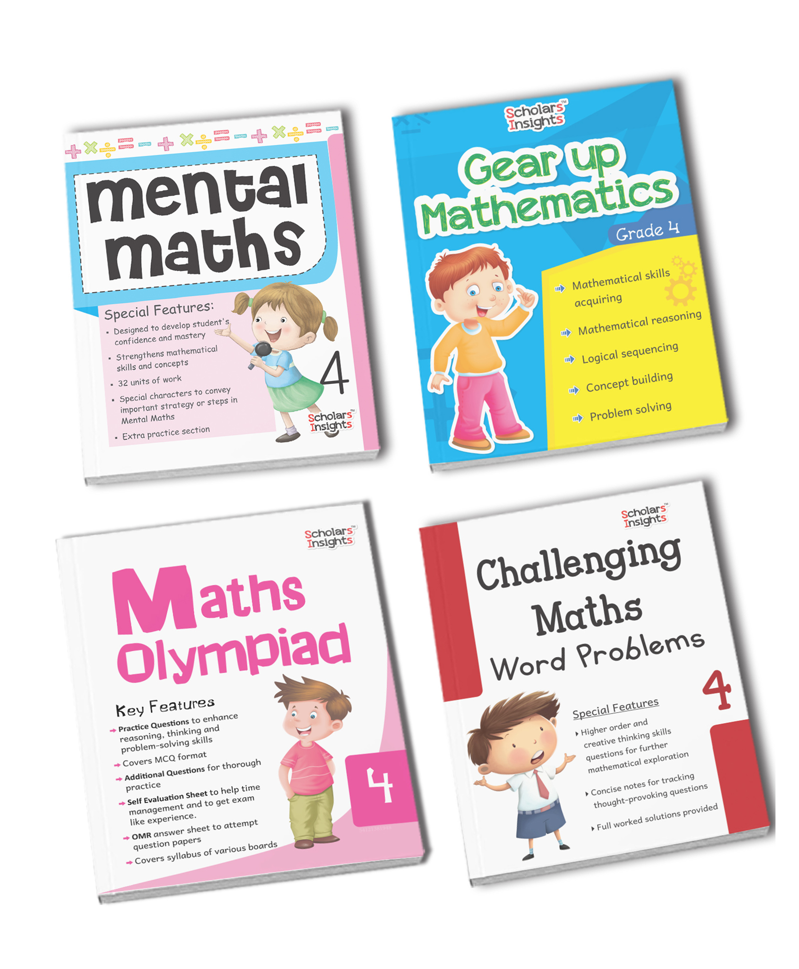 scholars insights Grade 4 Combo Maths Practice Workbooks Set of 4: Gear Up maths, Maths Olympiad, Challenging Maths Word Problem, Mental Maths Ages 9  10 Years  English-picture-27