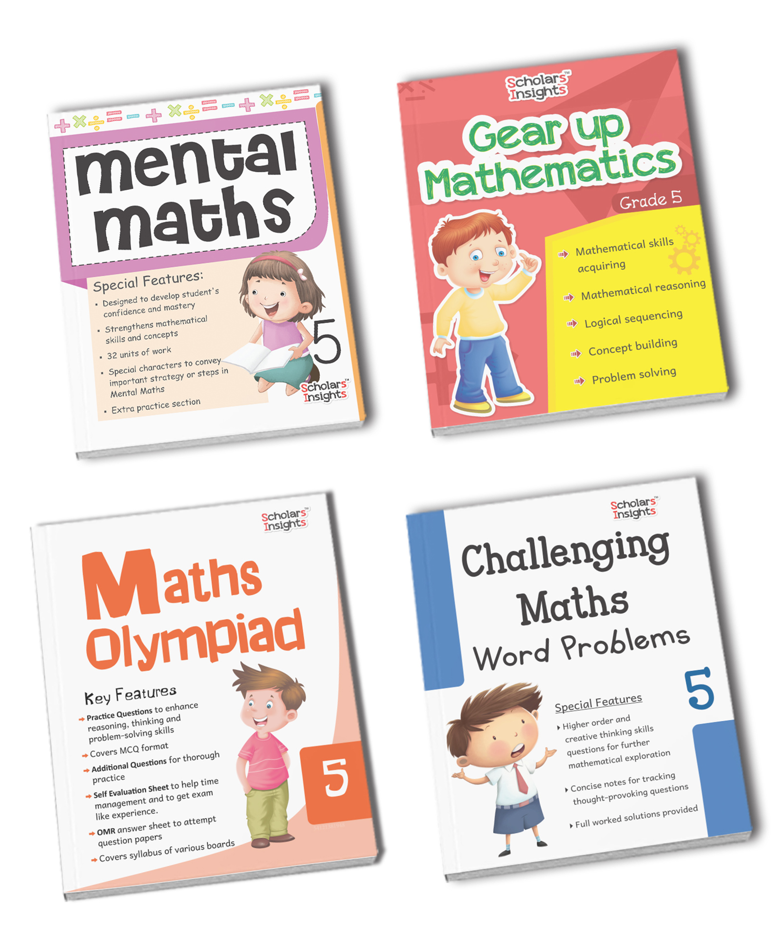 scholars insights Grade 5 Combo Maths Practice Workbooks Set of 4: Gear Up maths, Maths Olympiad, Challenging Maths Word Problem, Mental Maths Ages 10  11 Years  English-picture-13