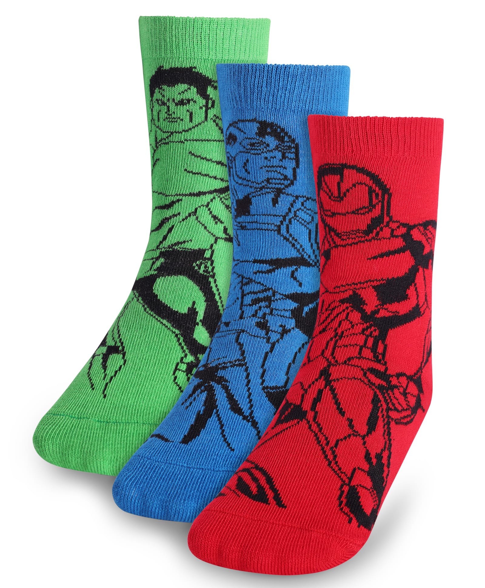 Pine Kids Marvel Knit Anti-Bacterial Ankle Length Socks Avengers Graphics Pack of 3 - Multicolour-image-29