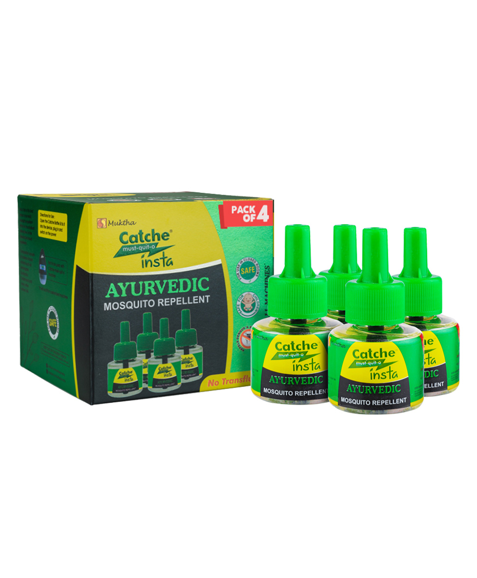 Catche Ayurvedic Mosquito Repellent Refill (Pack of 4 Refills (45ml))