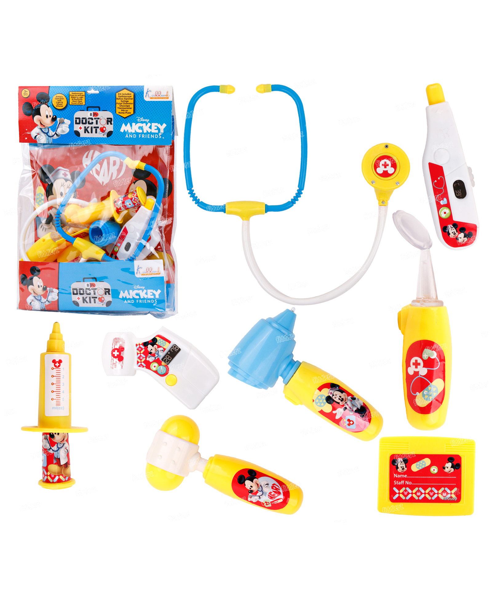 Fiddlerz Doctor Set with Working Stethoscope Playset Medical Accessories Kit Pretend Role Play Toys - Yellow