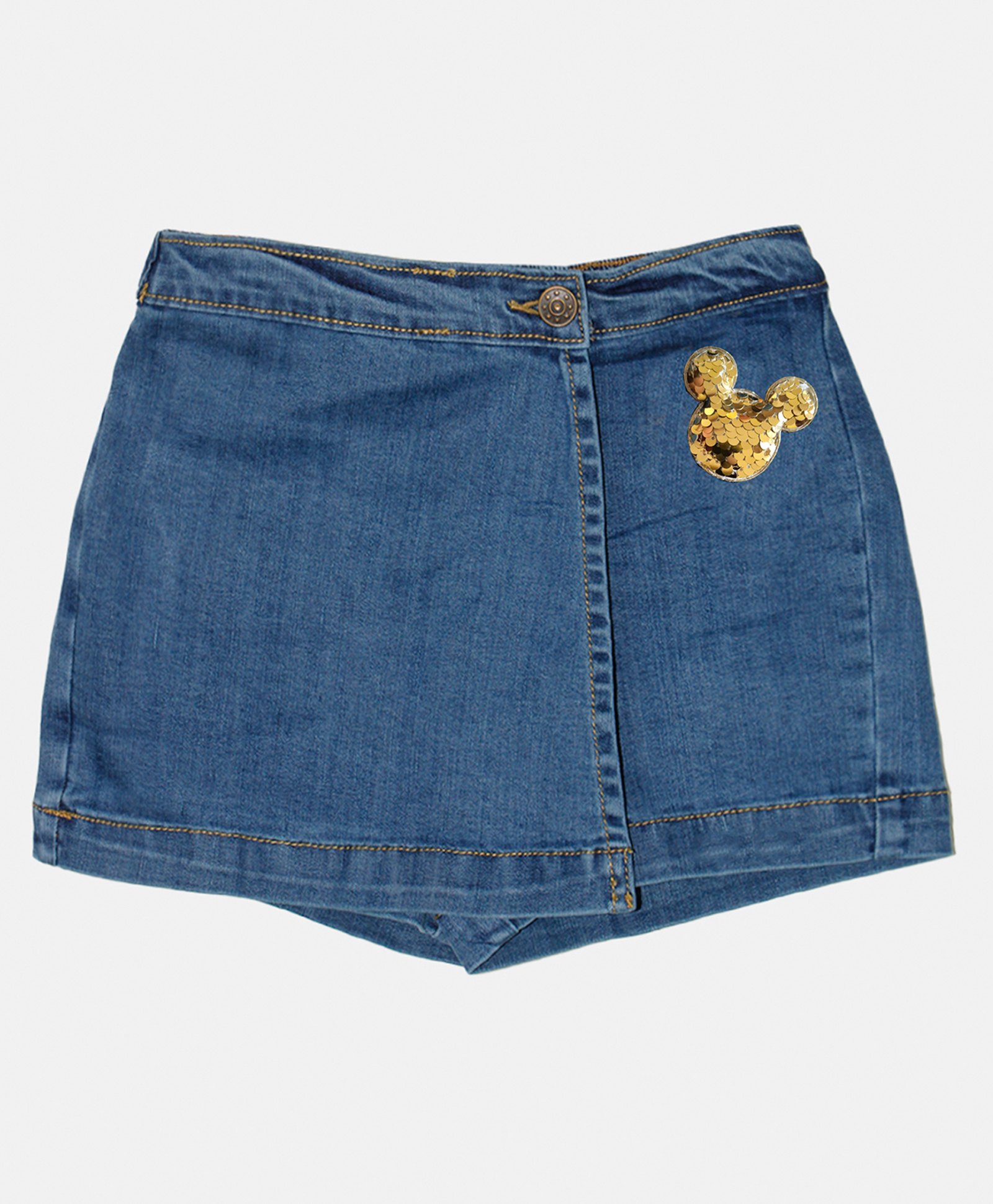 Kiddopanti Sequin Butterfly Embellished Skirt Style Shorts - Mid Wash Blue-picture-23