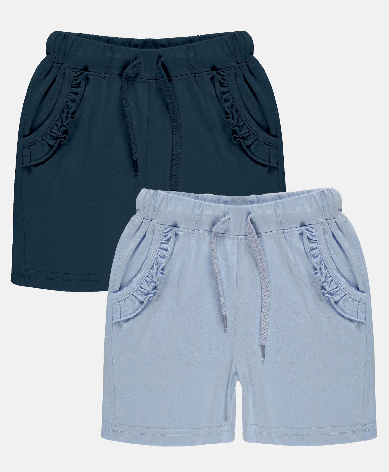 Kiddopanti Pack Of 2  Frill Detailed Pocket Hot Shorts -  Blue-picture-13