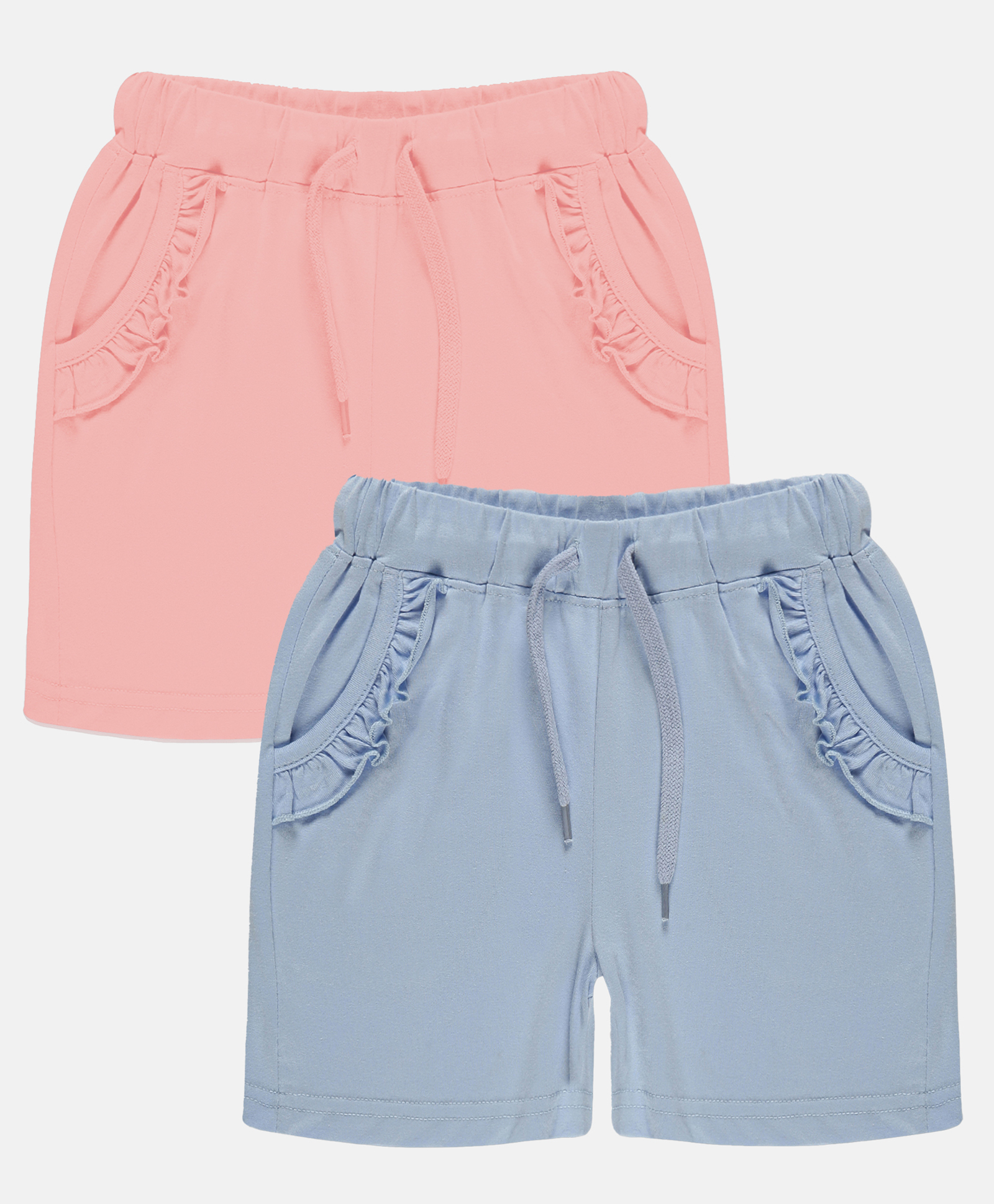 Kiddopanti Pack Of 2  Frill Detailed Pocket Hot Shorts -   Blue & Baby Pink-image-20