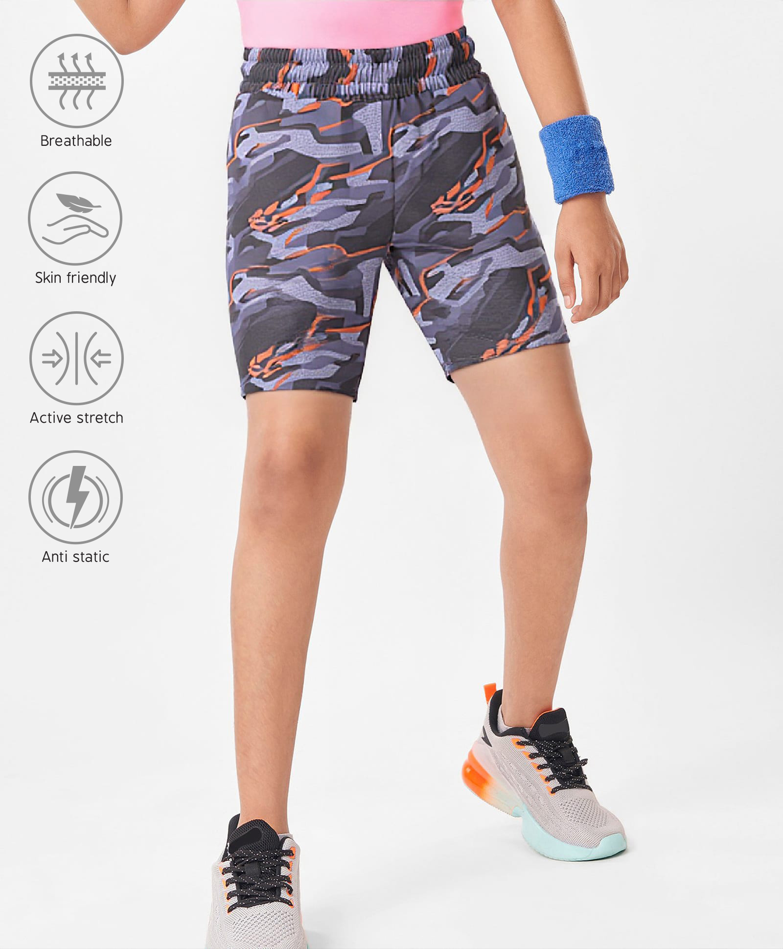Pine Active Super Stretch Cycling Shorts with Abstract Print - Purple-image-18