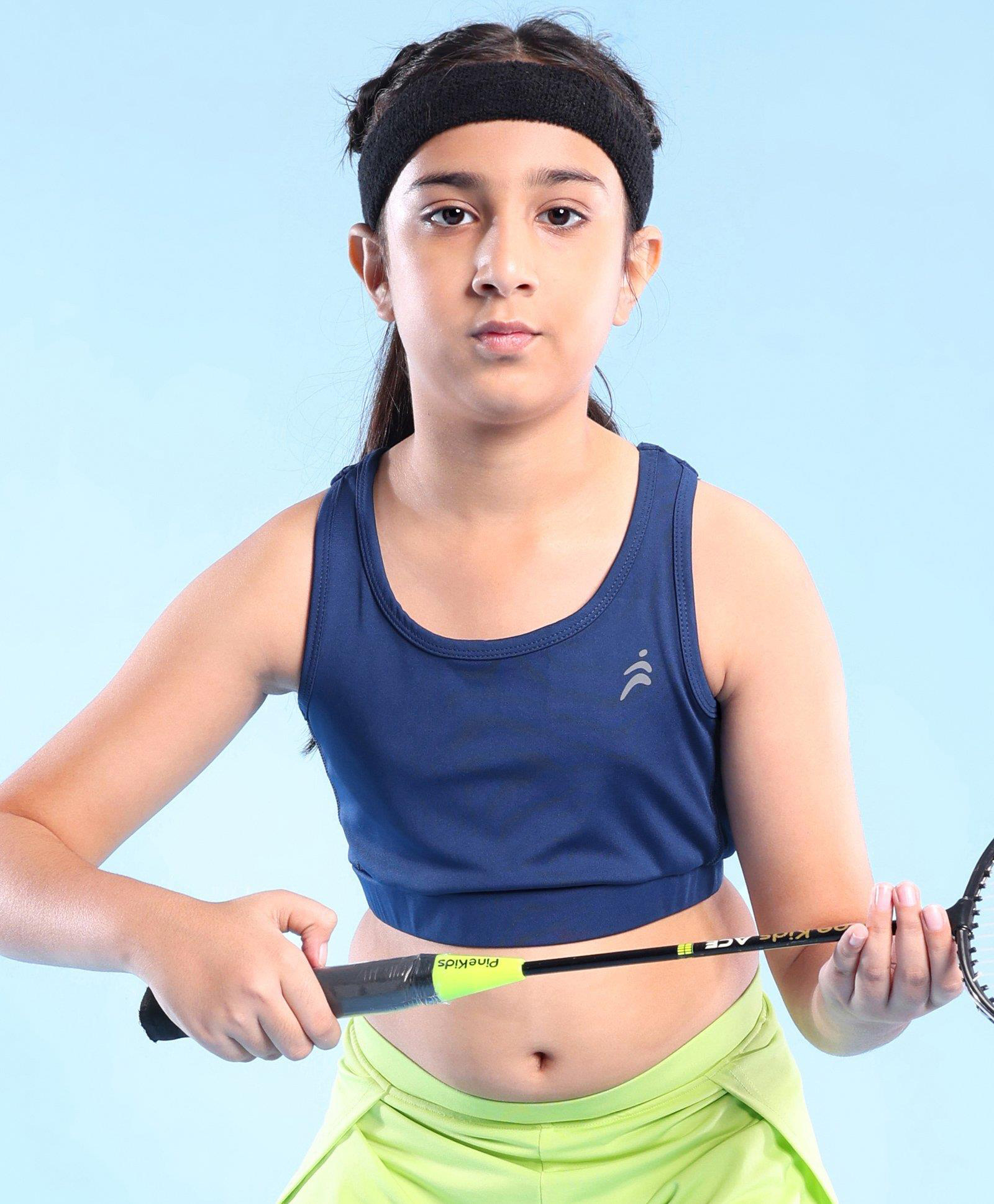 Pine Active Knit Sleeveless Super Stretch Sports Bra Solid - Navy Blue-image-45