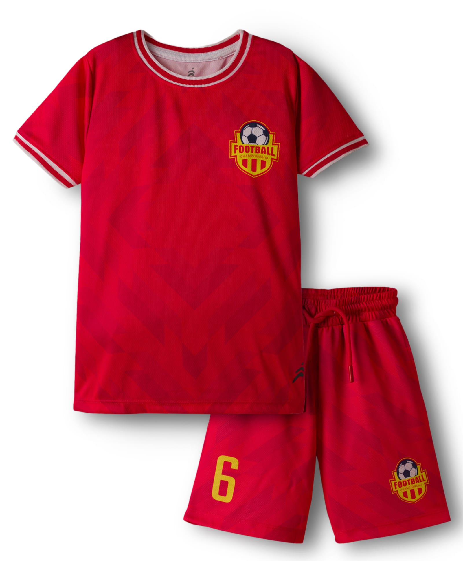 Pine Active Knit Half Sleeves T-Shirt & Shorts Football Set - Red