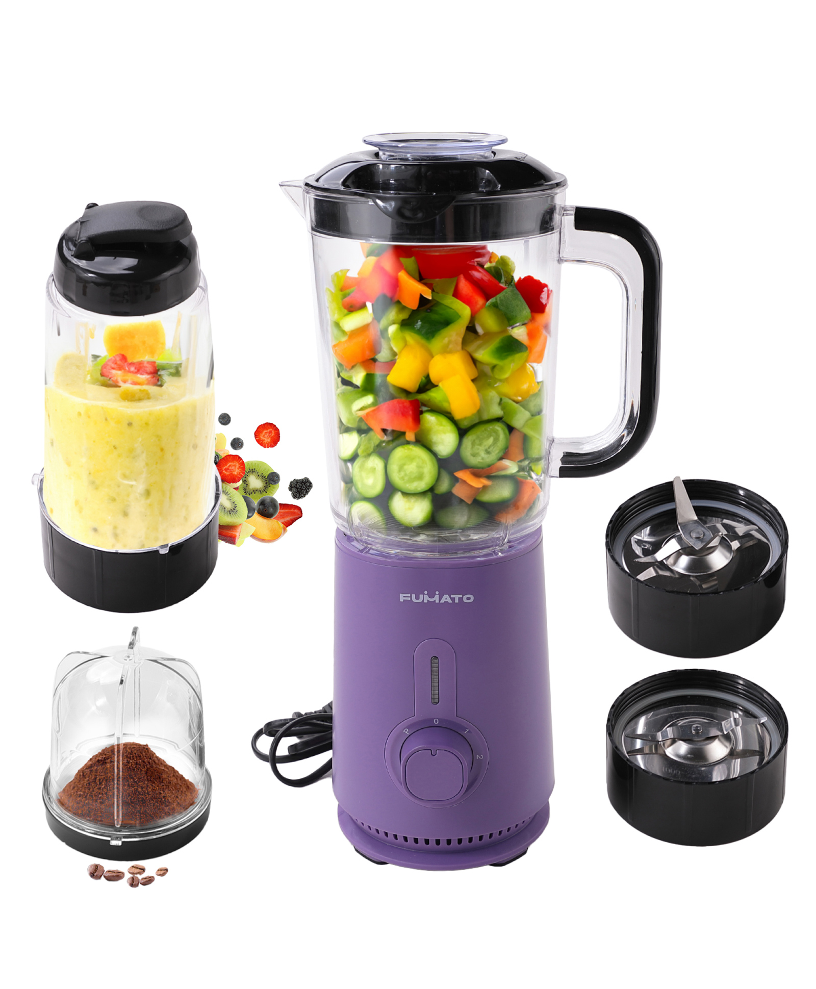 Fumato 400W Mixer, Grinder & Juicer Set for Kitchen- Purple-image-27