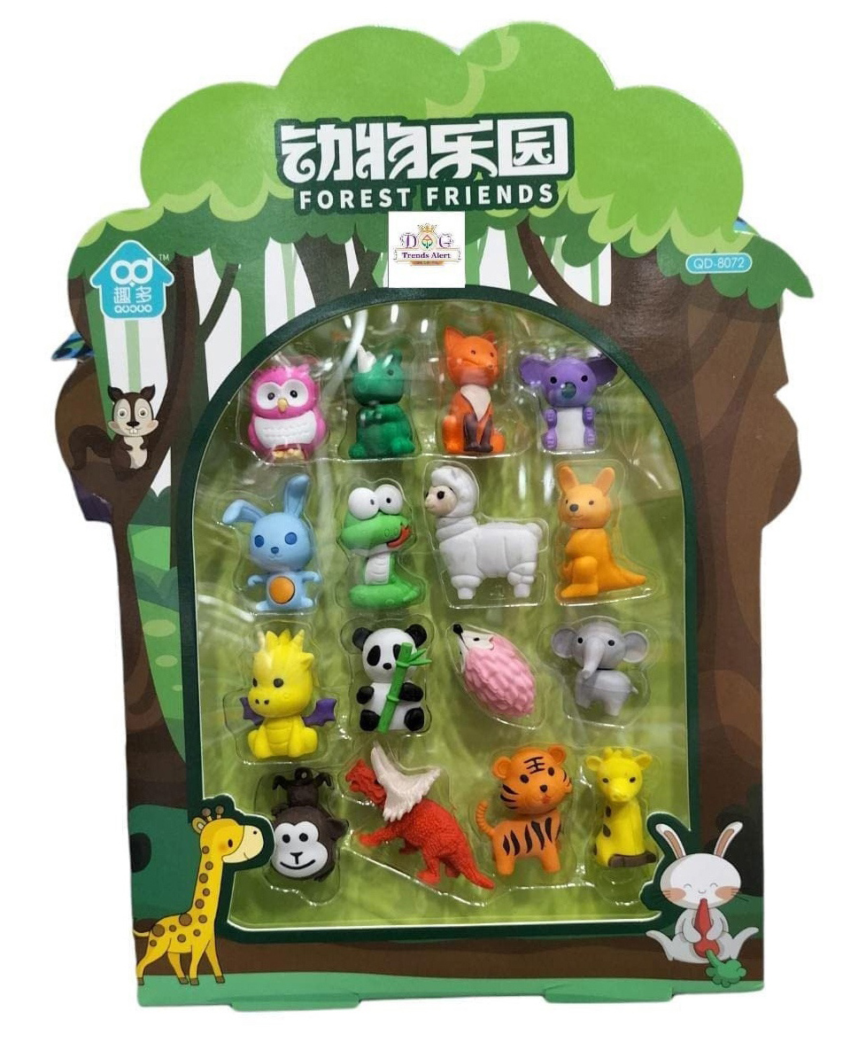AKN TOYS Erasers for Kids Beautiful Mini Erasers Toy Take Apart & Assemble Puzzle School Stationary Kit Return Gifts for Kids Forest Animal -(COLOUR MAY VARY)-image-11