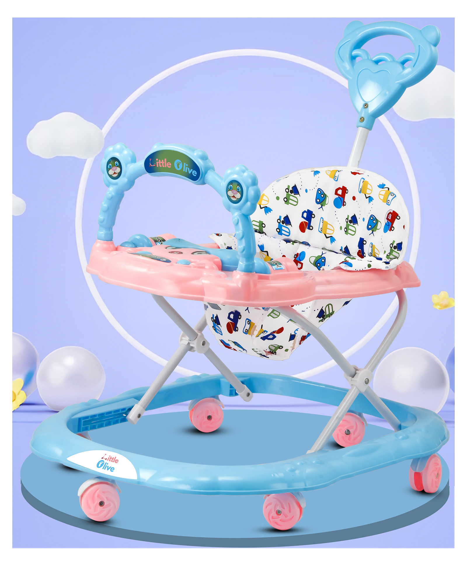 Little Olive Musical Activity Walker With Parent Rod - Blue