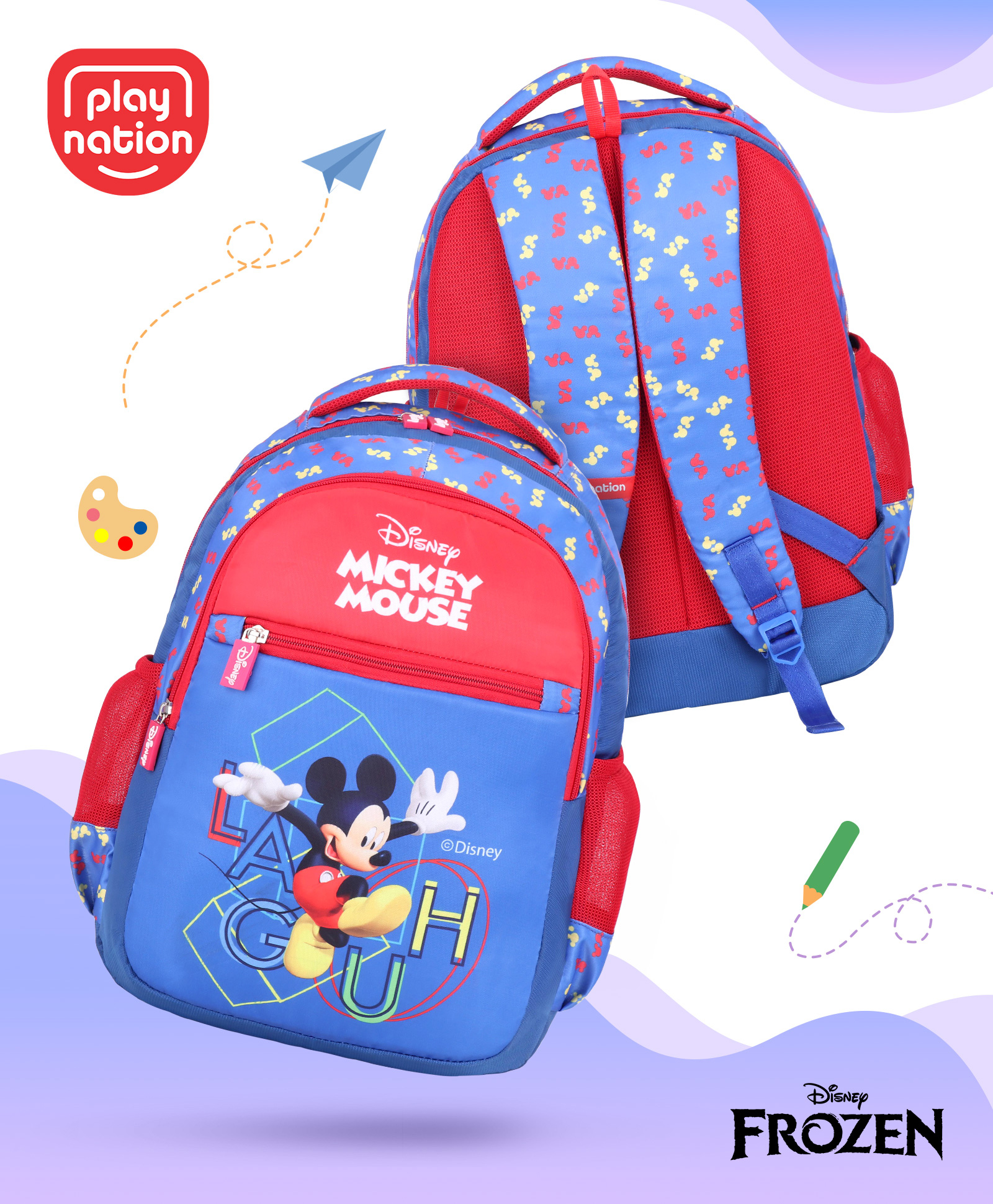 Play Nation Disney Mickey Mouse School Backpack Red & Blue - 15.9 Inches-image-14