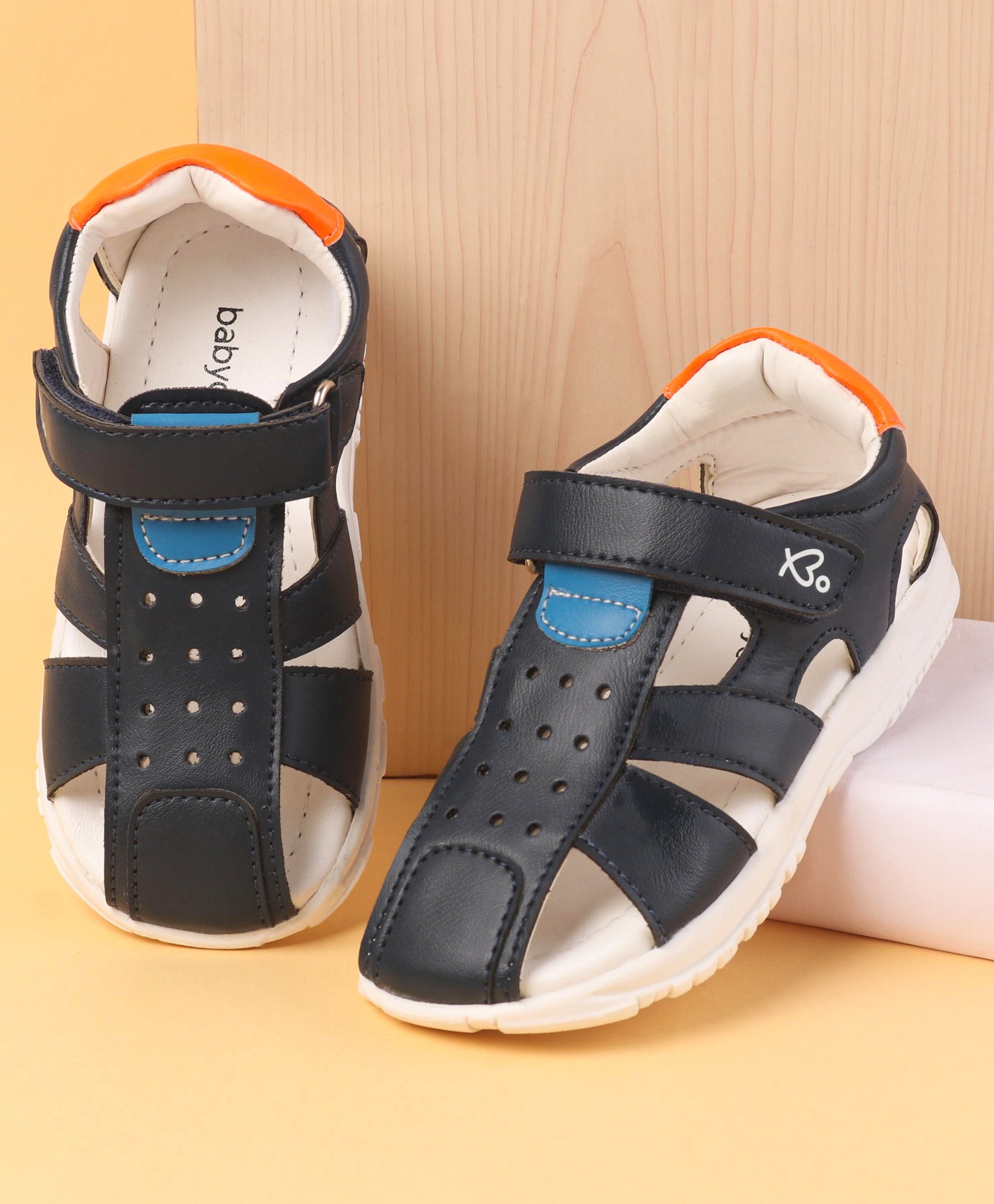 Babyoye Sandals With Velcro Closure - Navy Blue-picture-18