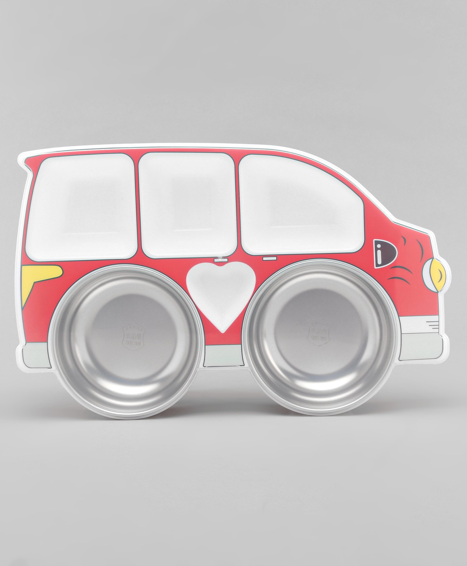 fab n funky Jeep Shaped Plate with Lid & spoon Fork Set -Red-picture-13
