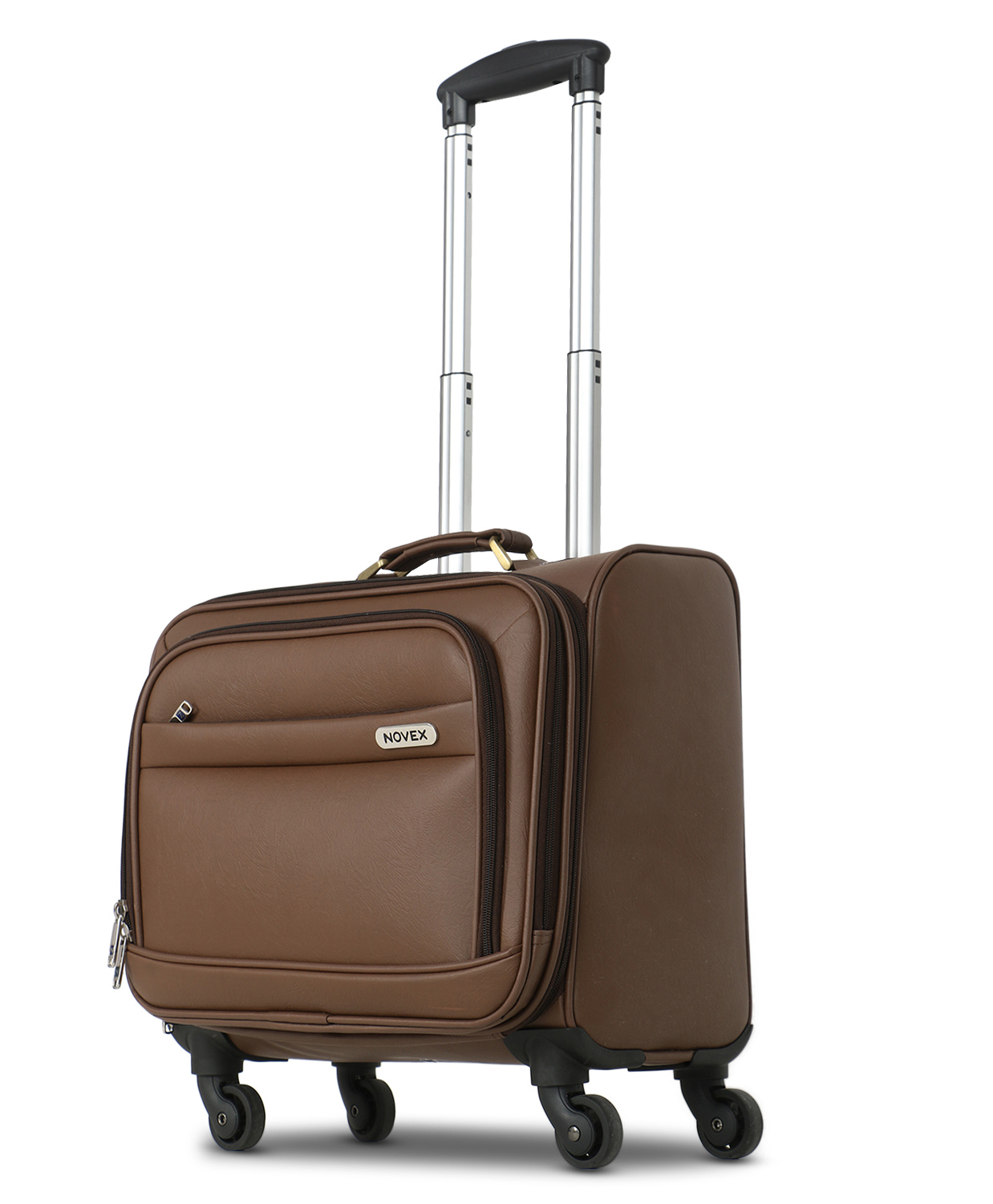 NOVEX Tripod Soft Sided Laptop Overnighter Bag | Laptop Roller Case | Cabin Luggage | Business Trolley Bag - Brown-image-23