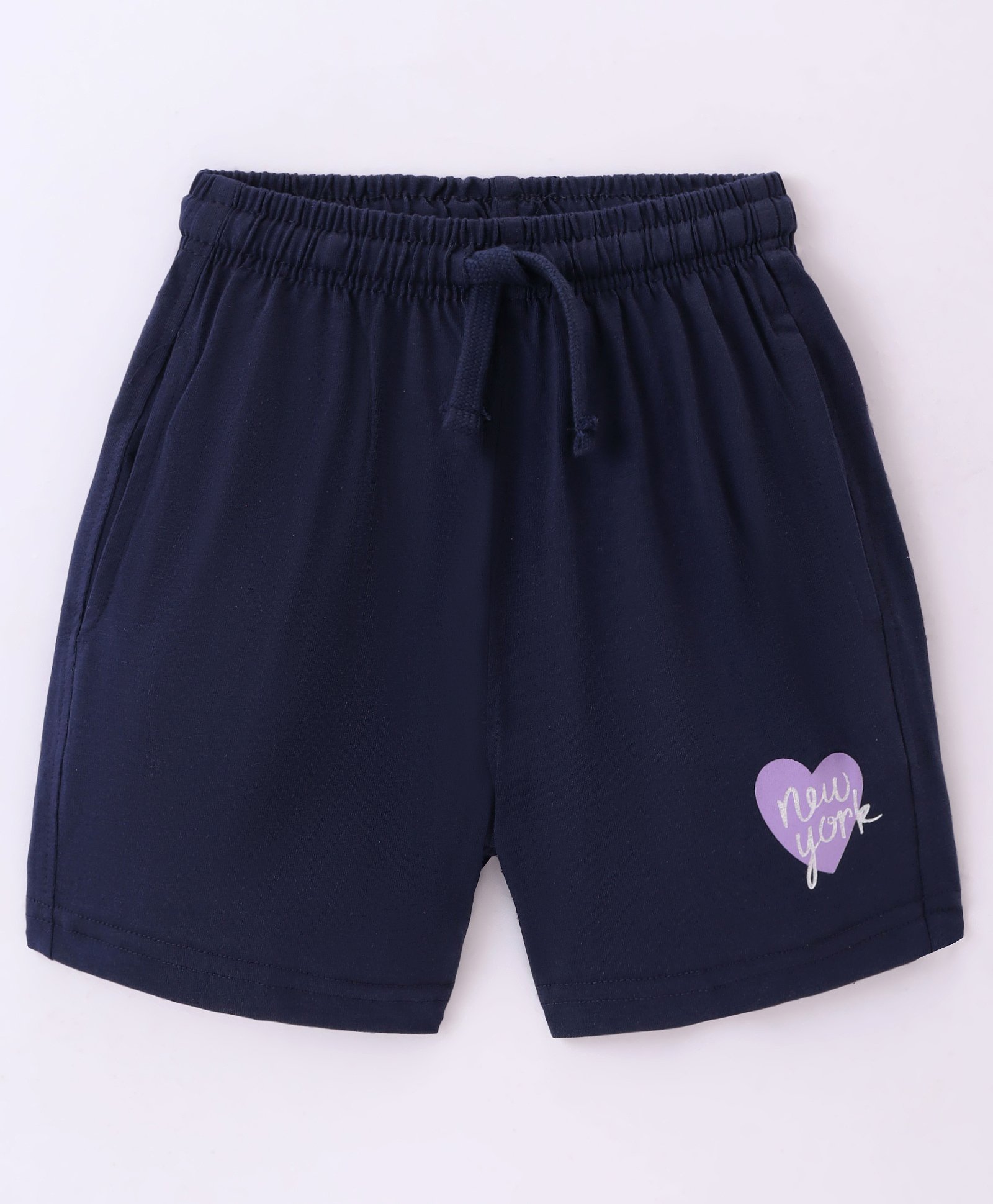 Doreme Single Jersey Knit Shorts With Heart & Text Print - Oxford Blue-image-7
