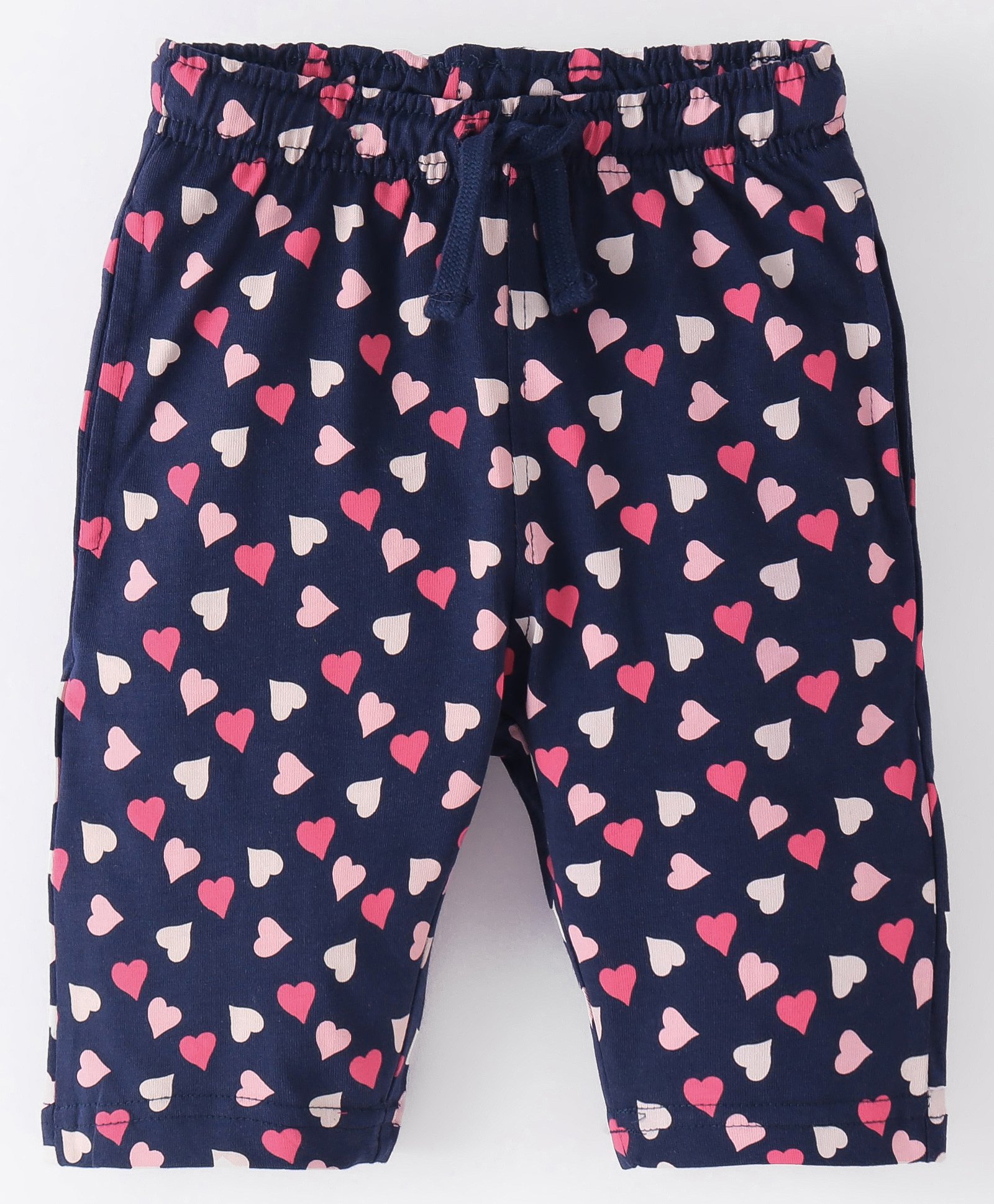 Doreme Single Jersey Knit Three Fourth Length  Pants Heart Print- Oxford Blue-image-49