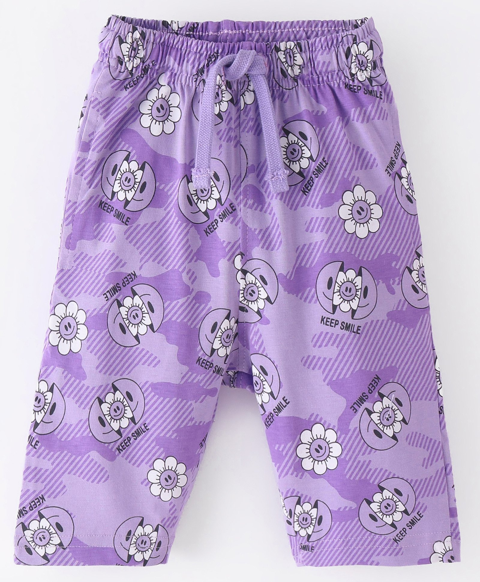 Doreme Single Jersey Knit Three Fourth Length  Pants Floral Print- Lilac-image-22
