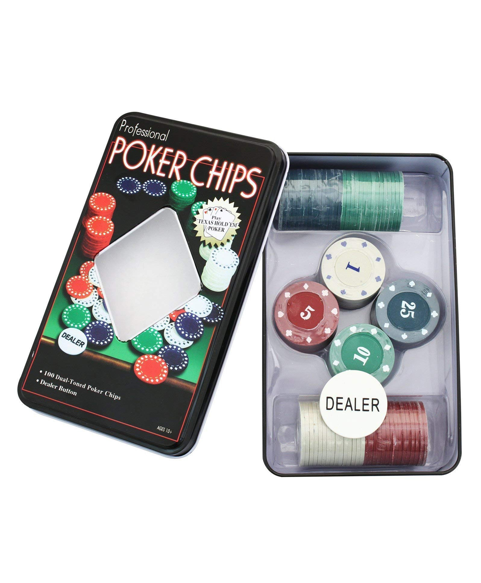 VGRASSP 100 Pcs Poker Chips Set With 1 Dealer Button For Poker Game Toy For Kids, Adults - Packed In Tin Case With Instruction Manual - Have More Fun And Enjoyment With Family And Friends-image-28