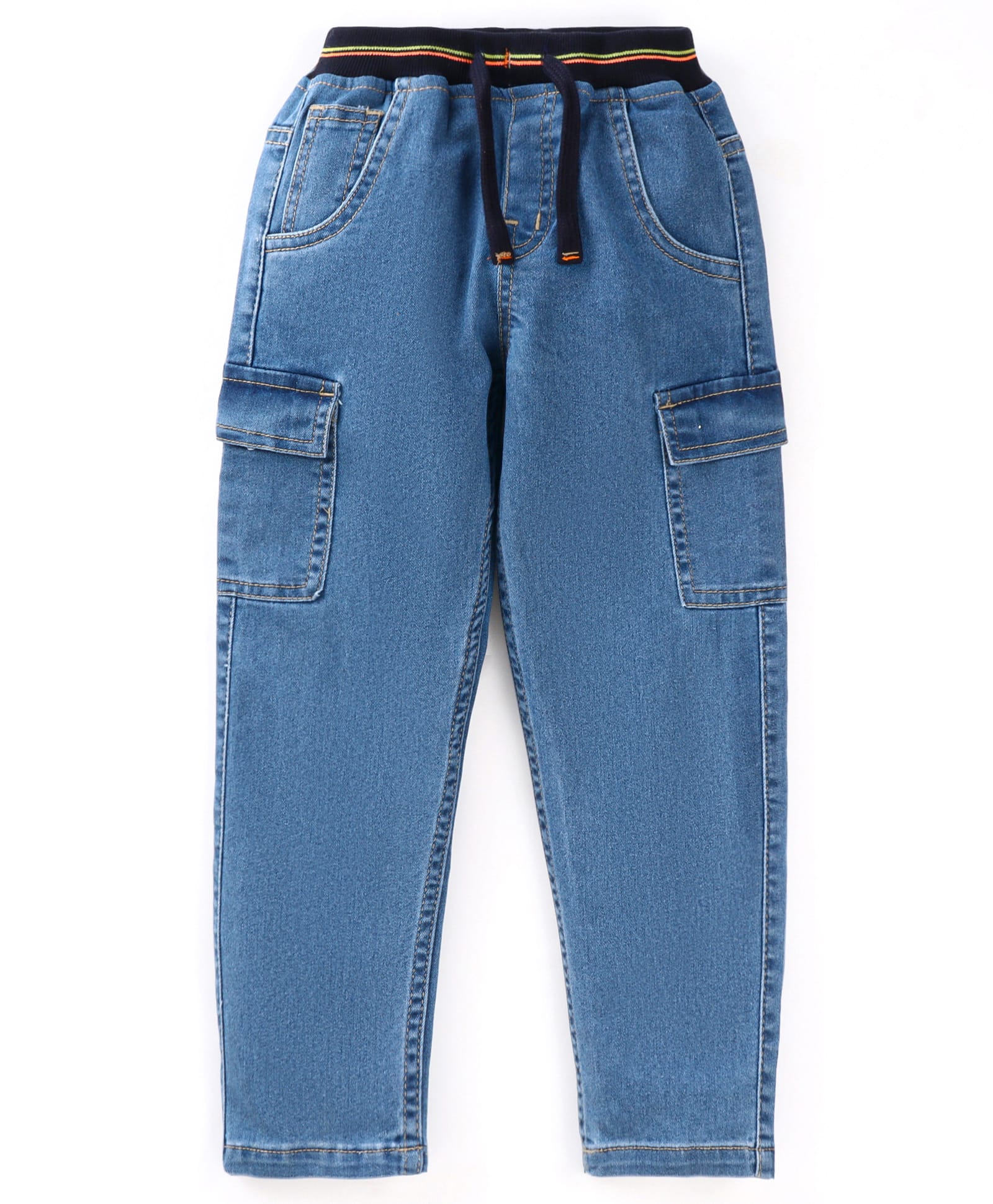 Babyhug With Stretch Full Length  Denim Washed Jeans - Light Blue-image-43