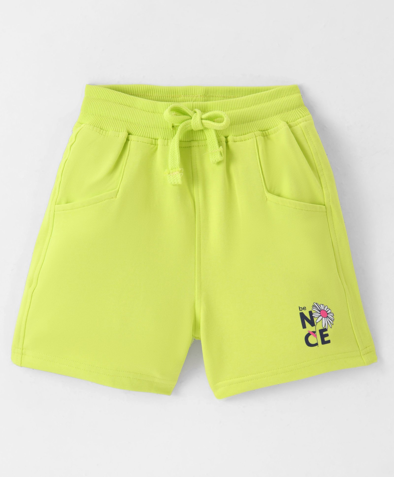Doreme Single Jersey Knit Shorts With Floral Print - Neon Yellow-image-48