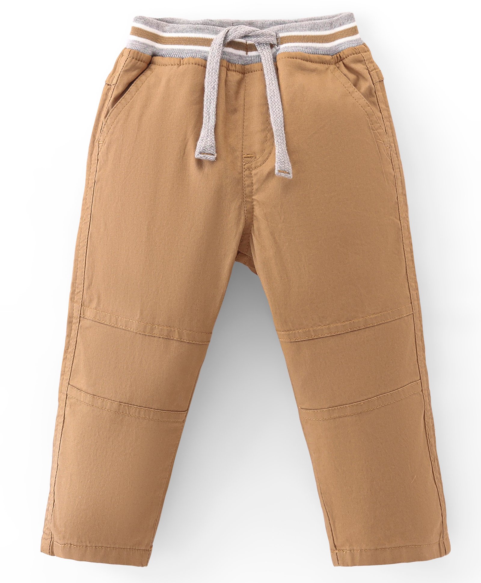 Babyhug Cotton Lycra Woven Full Length Trousers Solid Colour -  Khaki-picture-18