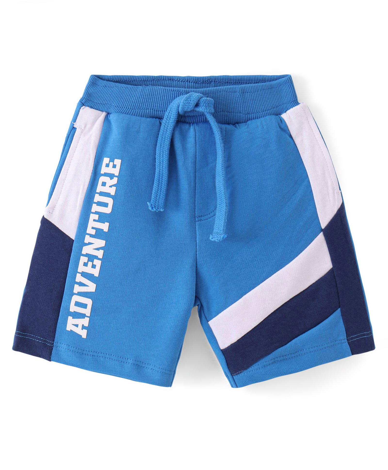 Babyhug Cotton Looper Knit Shorts Text Print - Blue-picture-25