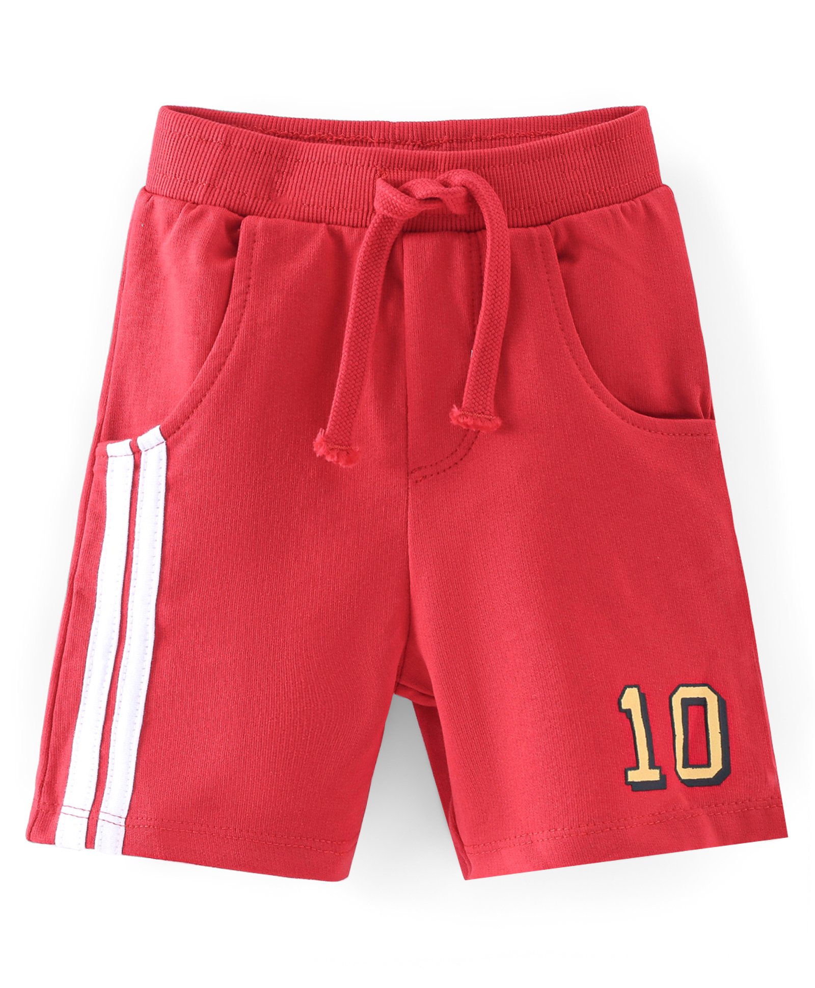 Babyhug Cotton Looper Knit Shorts Number Print - Red-image-13