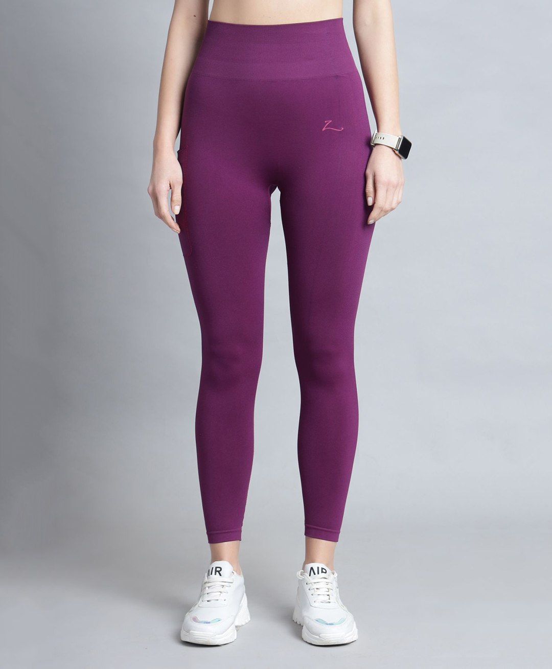 Zelena Solid High Waisted Postpartum Leggings - Wine Purple-picture-25