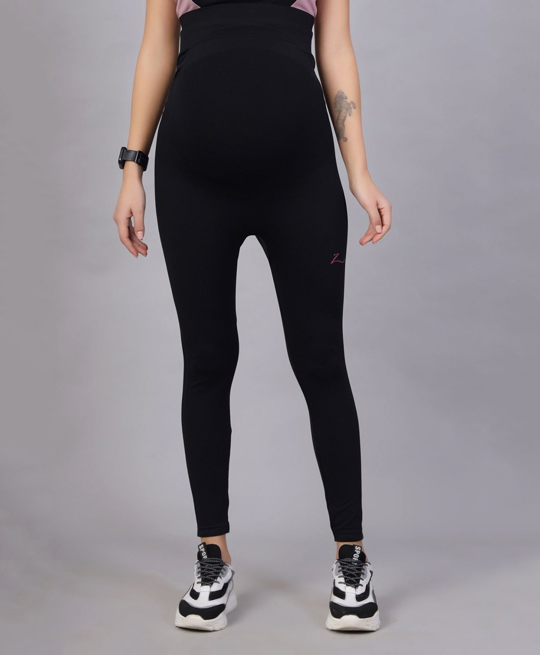 Zelena Solid High Waisted Pregnancy Leggings - Black-picture-27