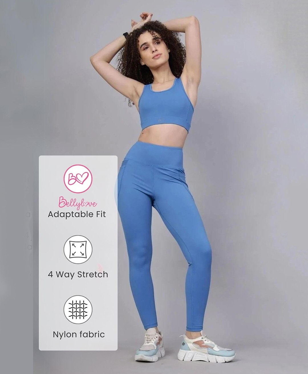 Zelena Solid High Waisted Postpartum Leggings - Blue-picture-37