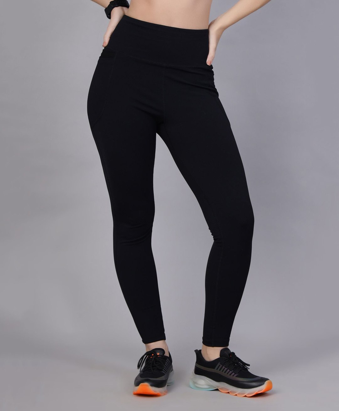 Zelena Solid High Waisted Postpartum Leggings - Black-picture-17